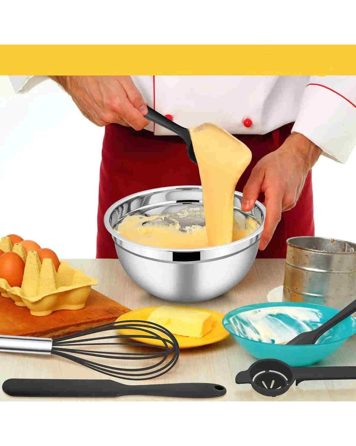 Juego De Bowls Con Tapa Acero Inoxidable Antideslizante Plateado-1