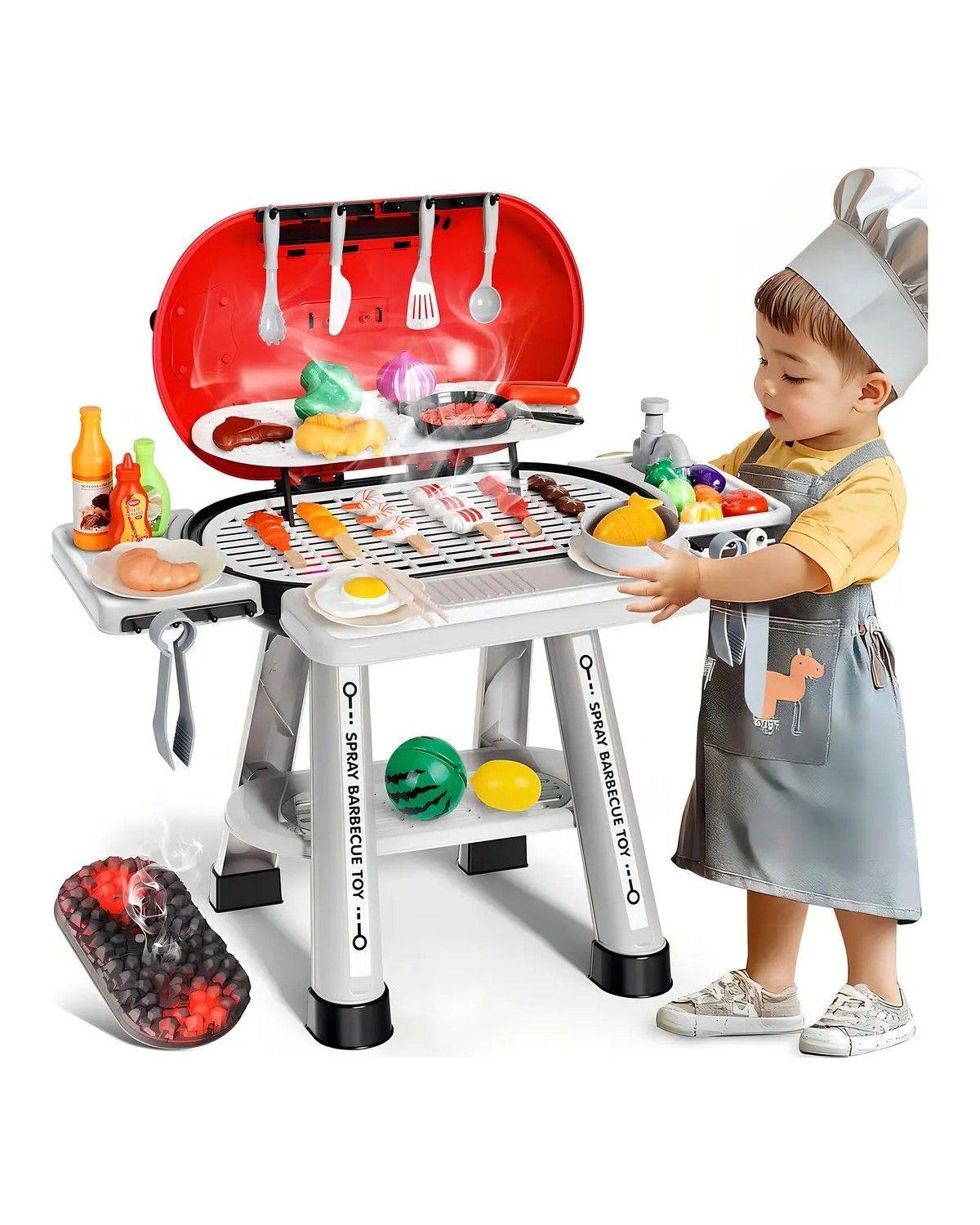 Parrilla Juguete 68 Piezas con Luz Sonido Vapor para Niños-1