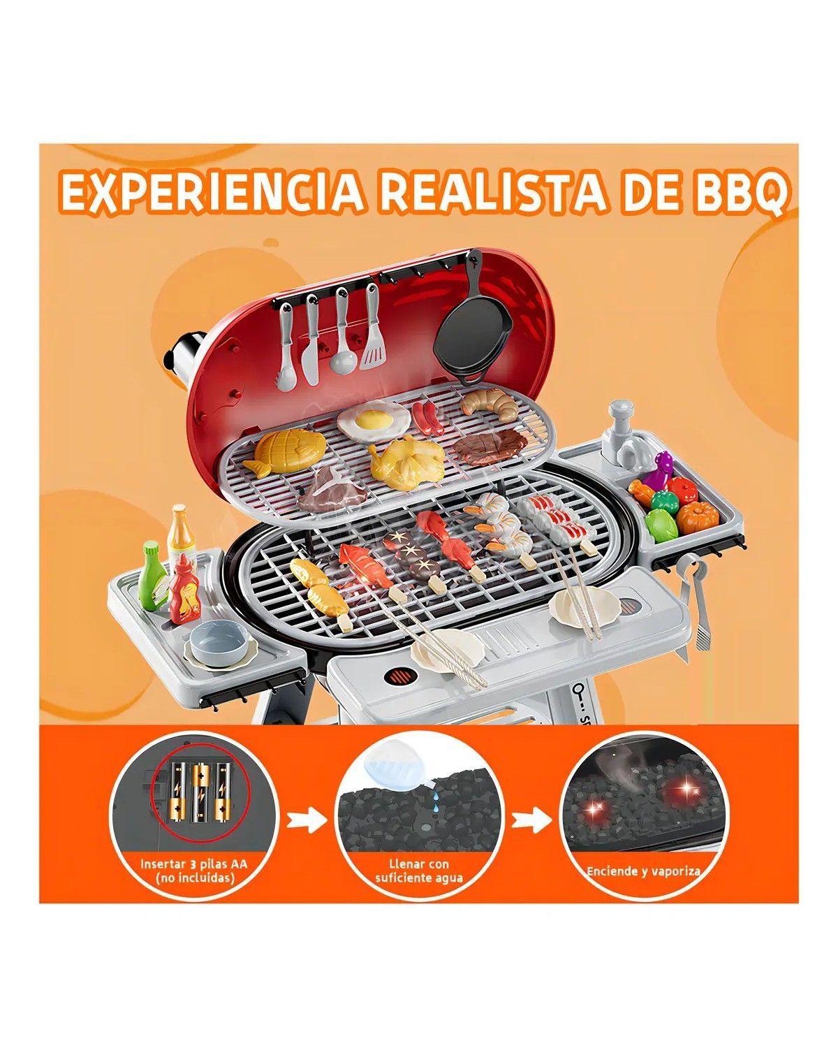 Parrilla Juguete 68 Piezas con Luz Sonido Vapor para Niños-2