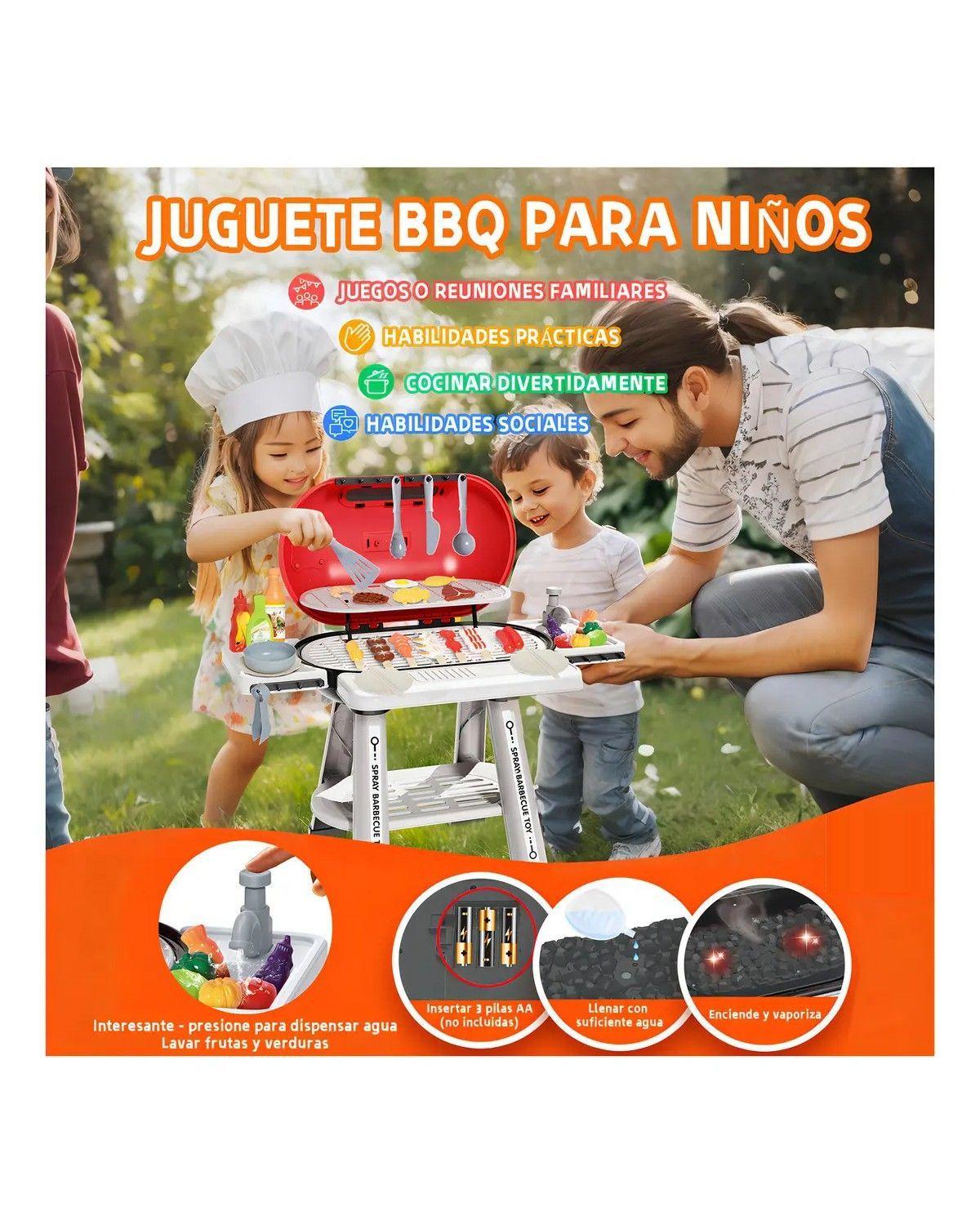 Parrilla Juguete 68 Piezas con Luz Sonido Vapor para Niños-3