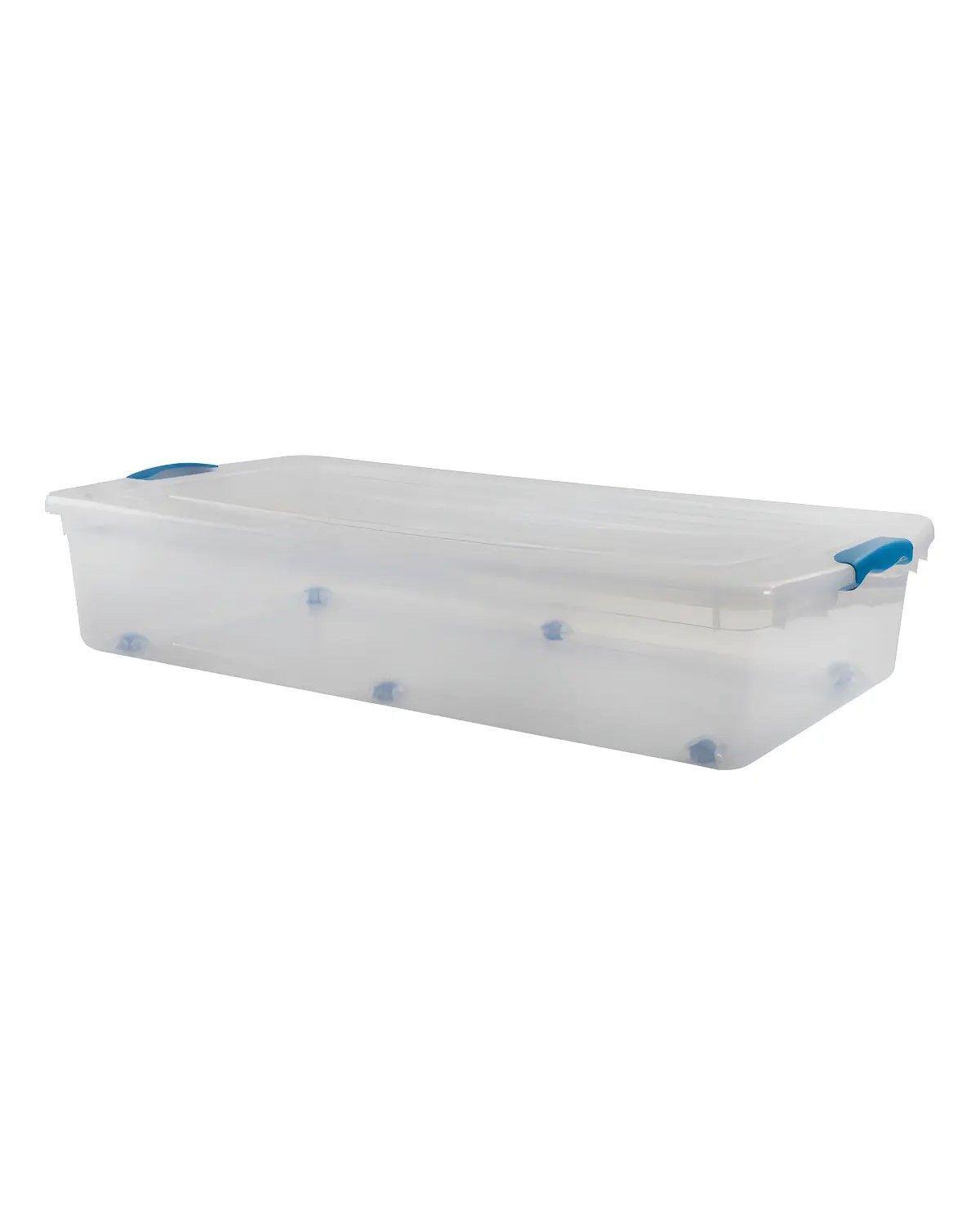 Caja Organizadora Bajo Cama Plástico 36L Transparente Con Ruedas Y Tapa-1