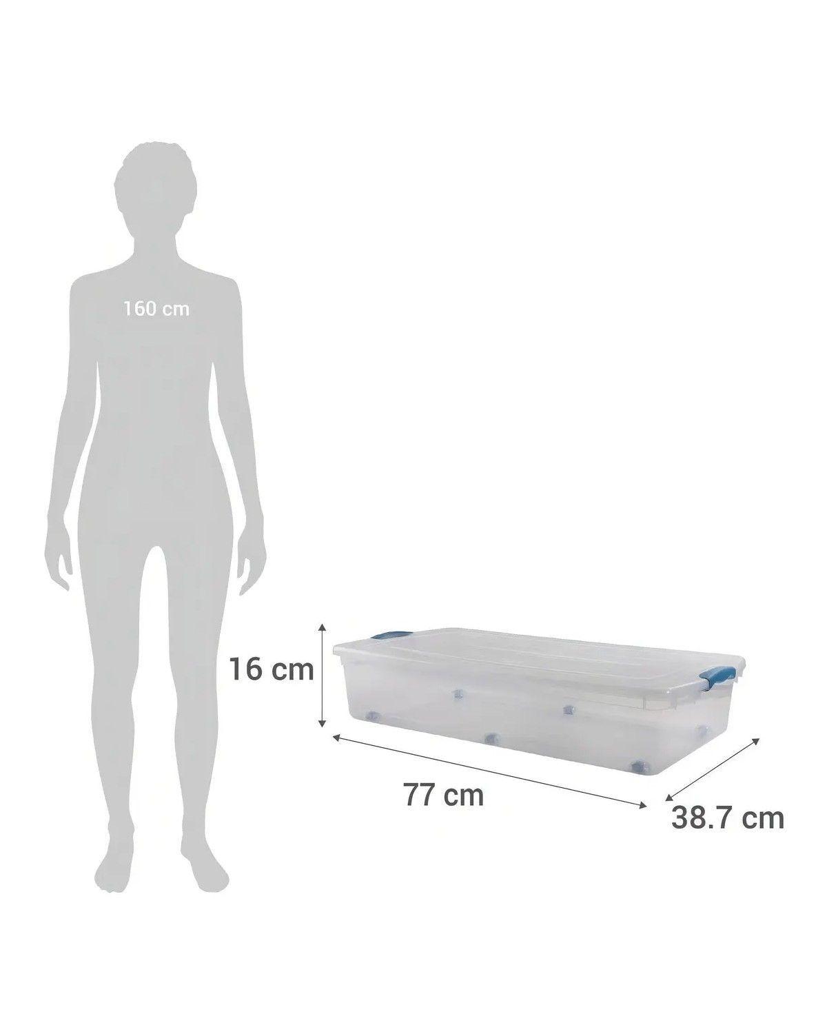 Caja Organizadora Bajo Cama Plástico 36L Transparente Con Ruedas Y Tapa-2