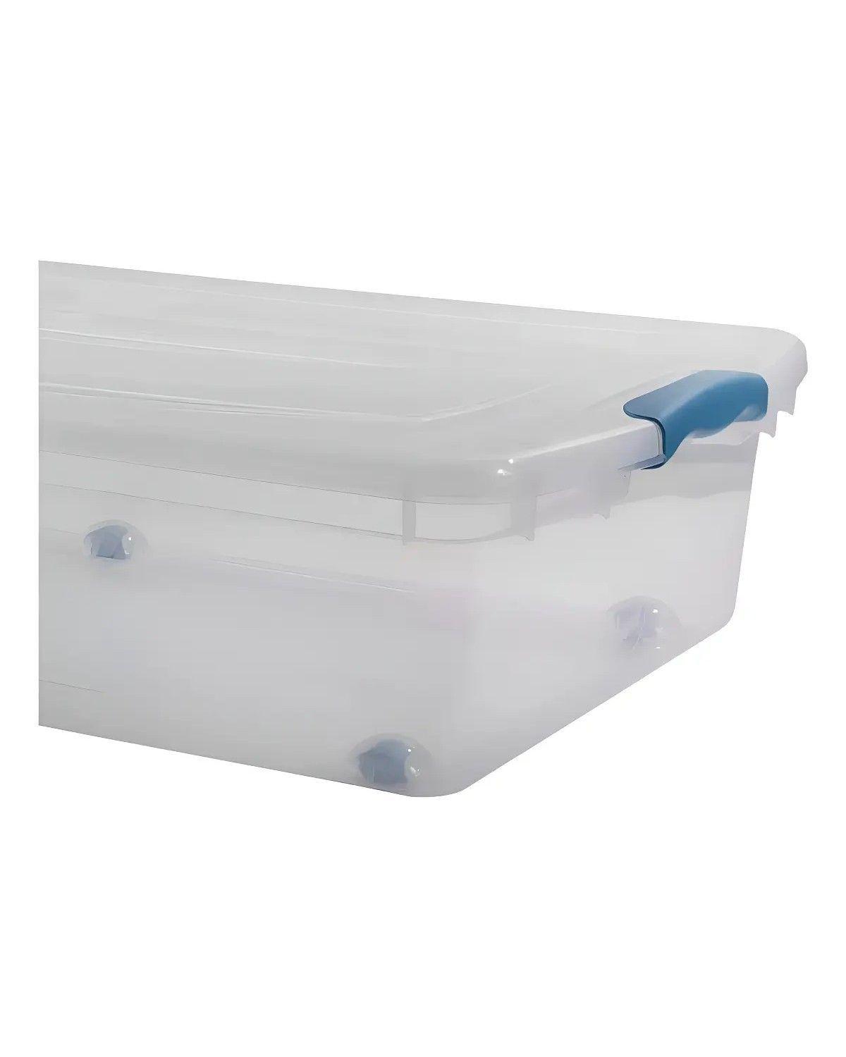 Caja Organizadora Bajo Cama Plástico 36L Transparente Con Ruedas Y Tapa-3