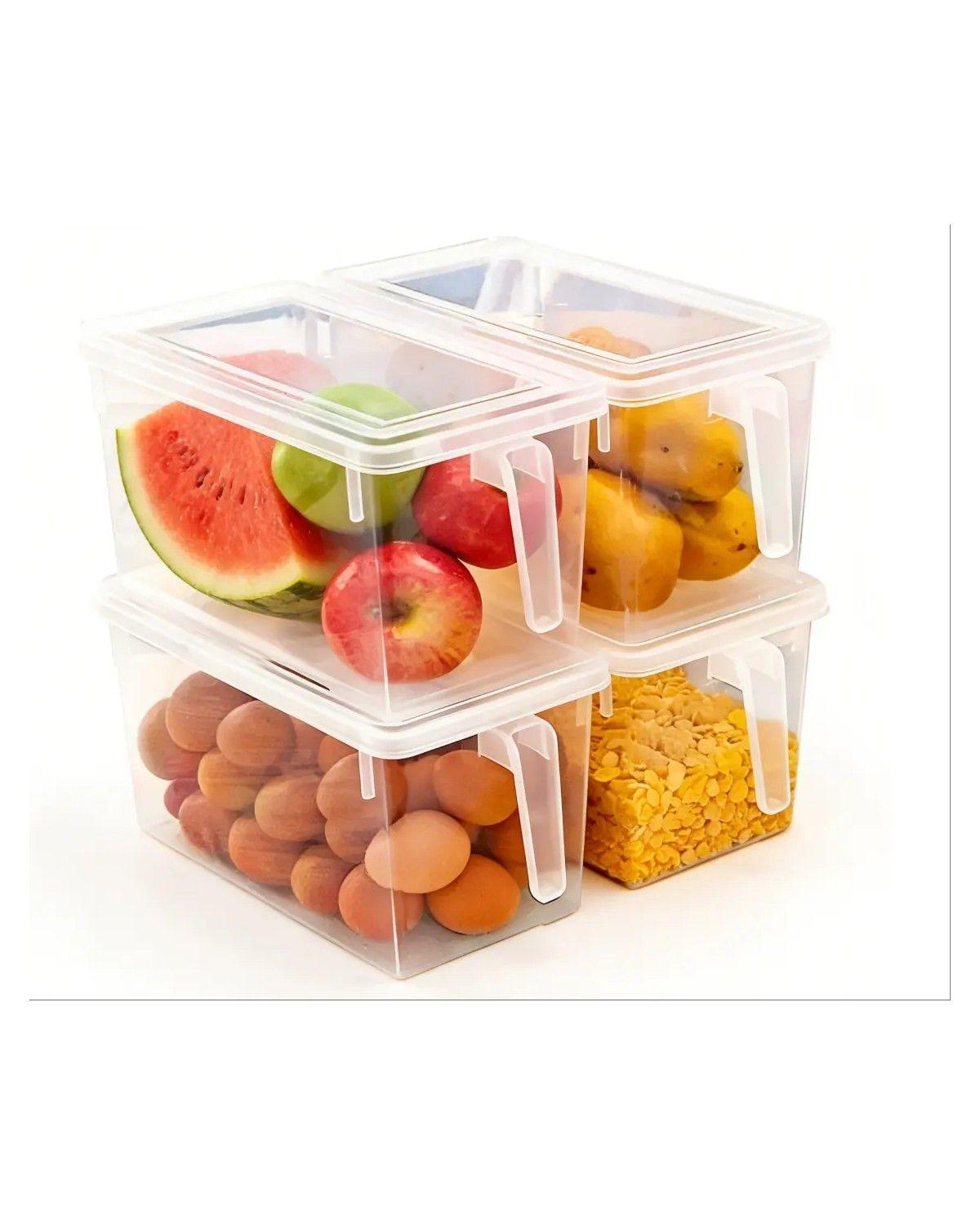Pack de 4 Cajas Organizadoras Transparentes para Refrigerador con Tapa a Presión-0