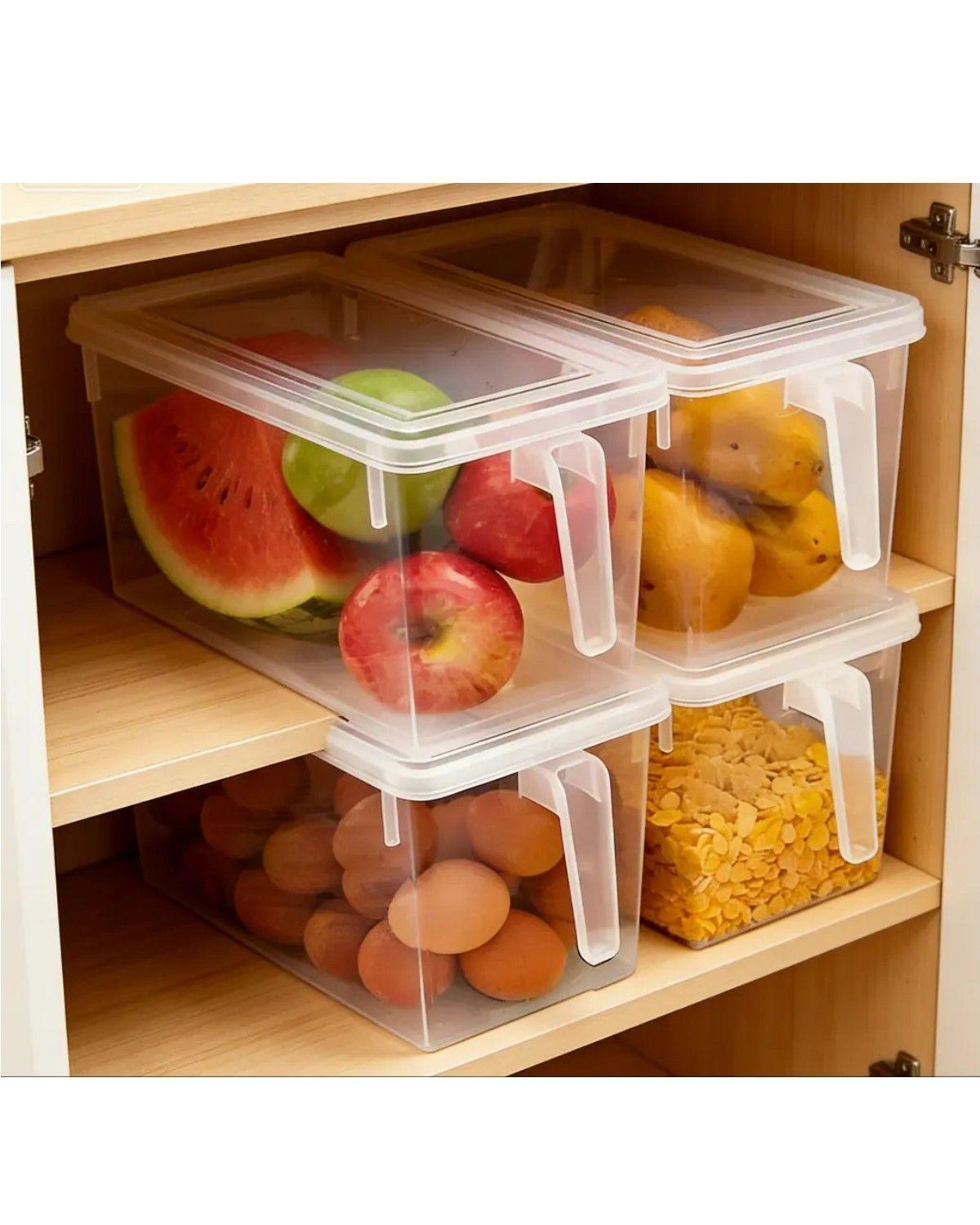 Pack de 4 Cajas Organizadoras Transparentes para Refrigerador con Tapa a Presión-1
