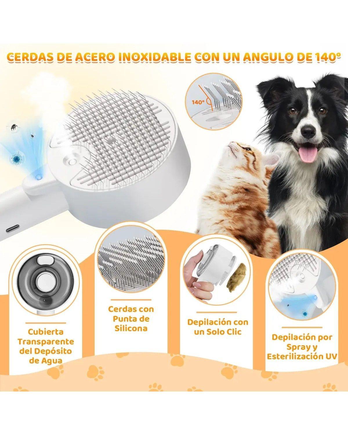 Cepillo Automatico A Vapor Perros Quita Pelos Gatos Mascotas-2