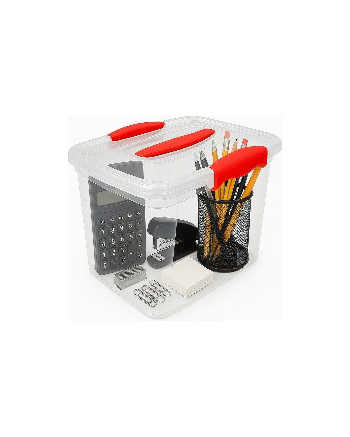 Caja Plástica Organizador Transparente 6L con Tapa Roja-2