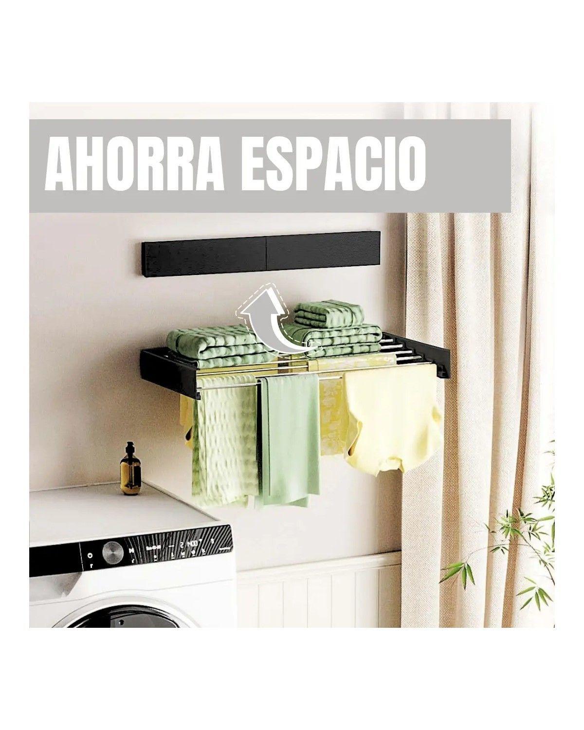 Tendedero Colgador De Ropa Retractil De Pared Que Se Esconde Color Negro-2