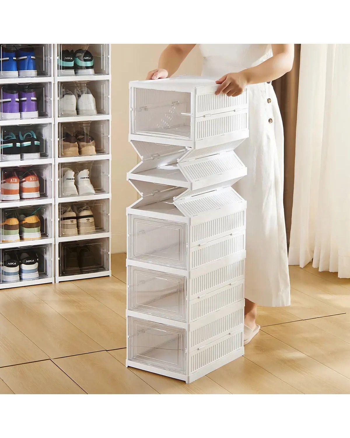 Organizador de Zapatos Blanco 6 Niveles Plegable Cajas-4