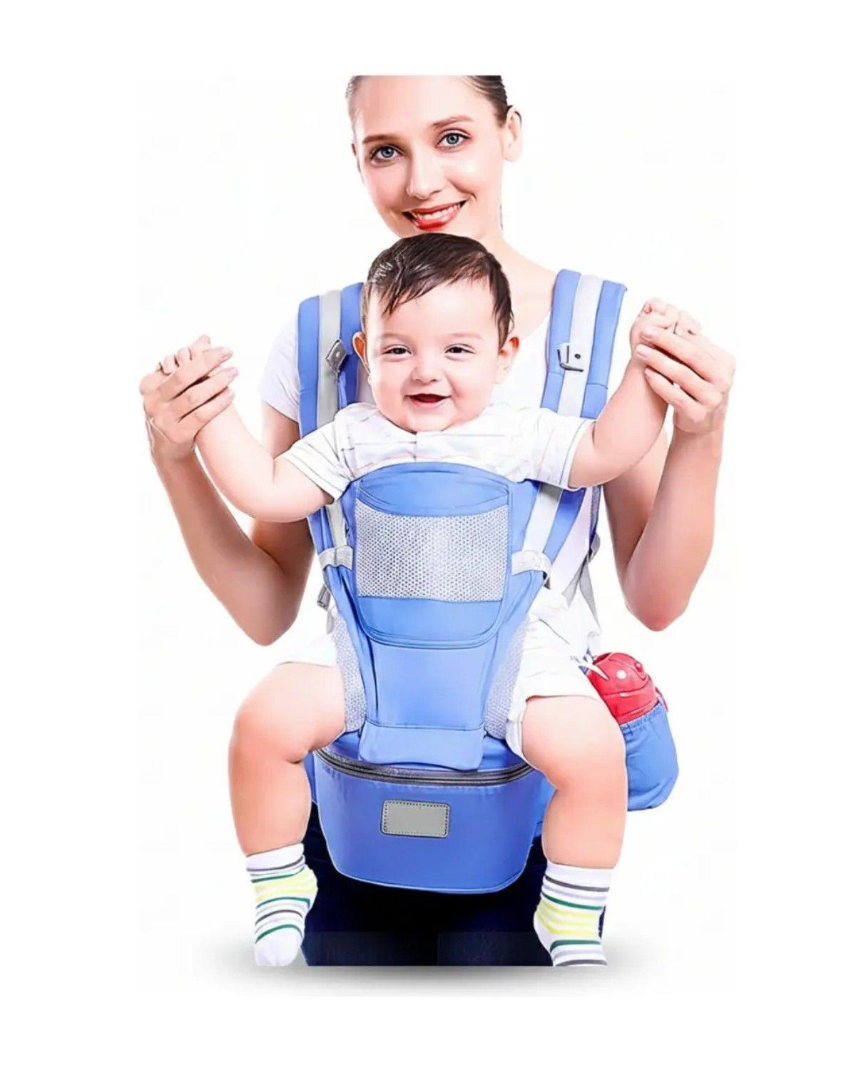Canguro ergonómico y seguro con soporte de cintura listo, color azul claro-2