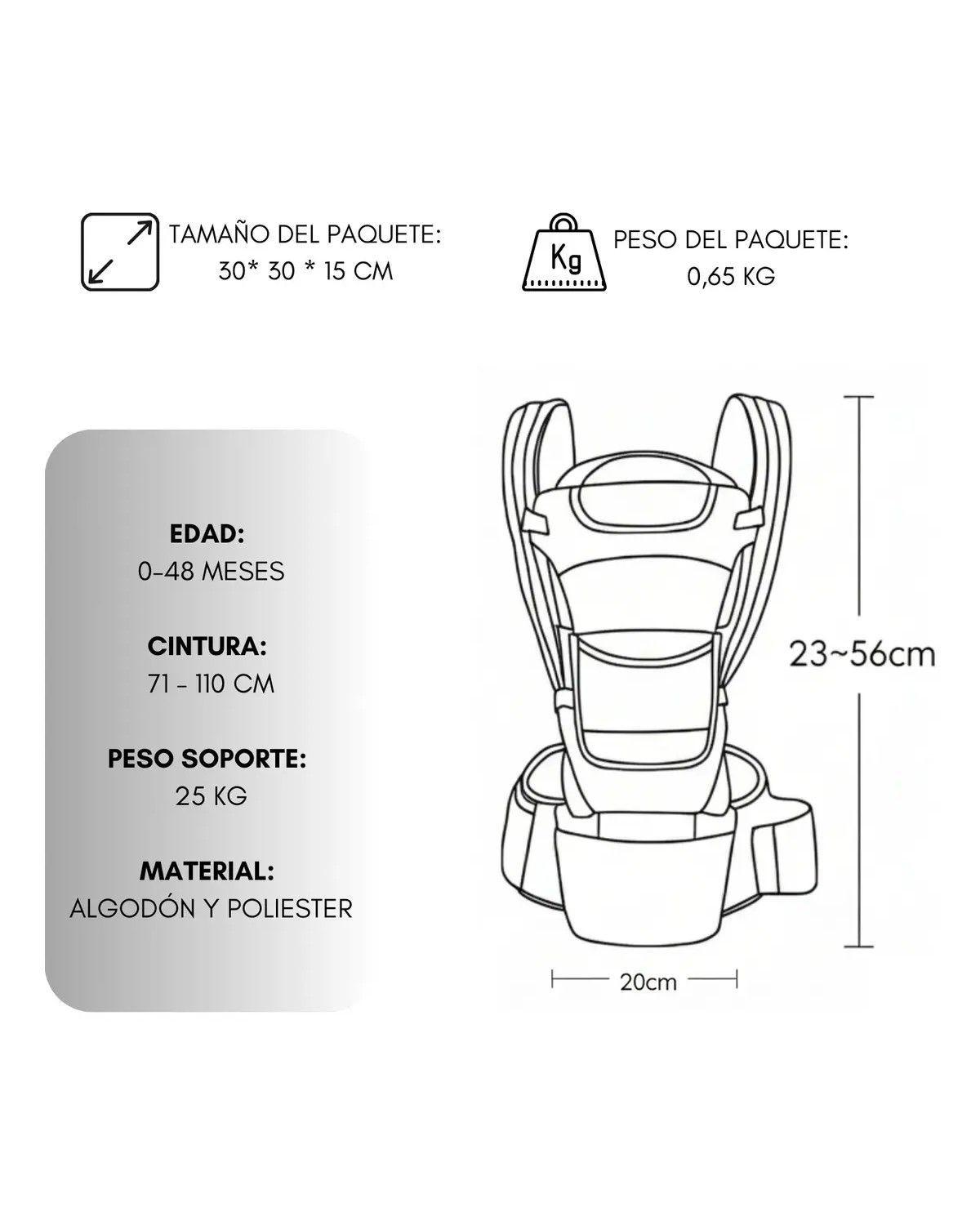 Canguro ergonómico y seguro con soporte de cintura listo, color azul claro-3