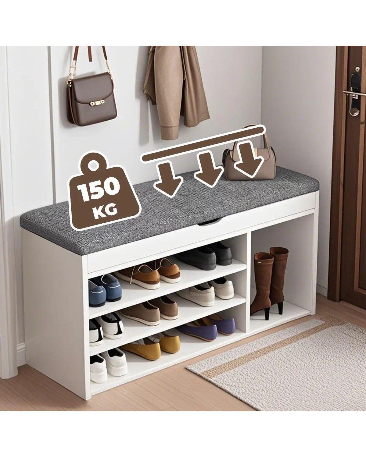 Zapatero Organizador Banca Probador 51x80x30cm Blanco-2
