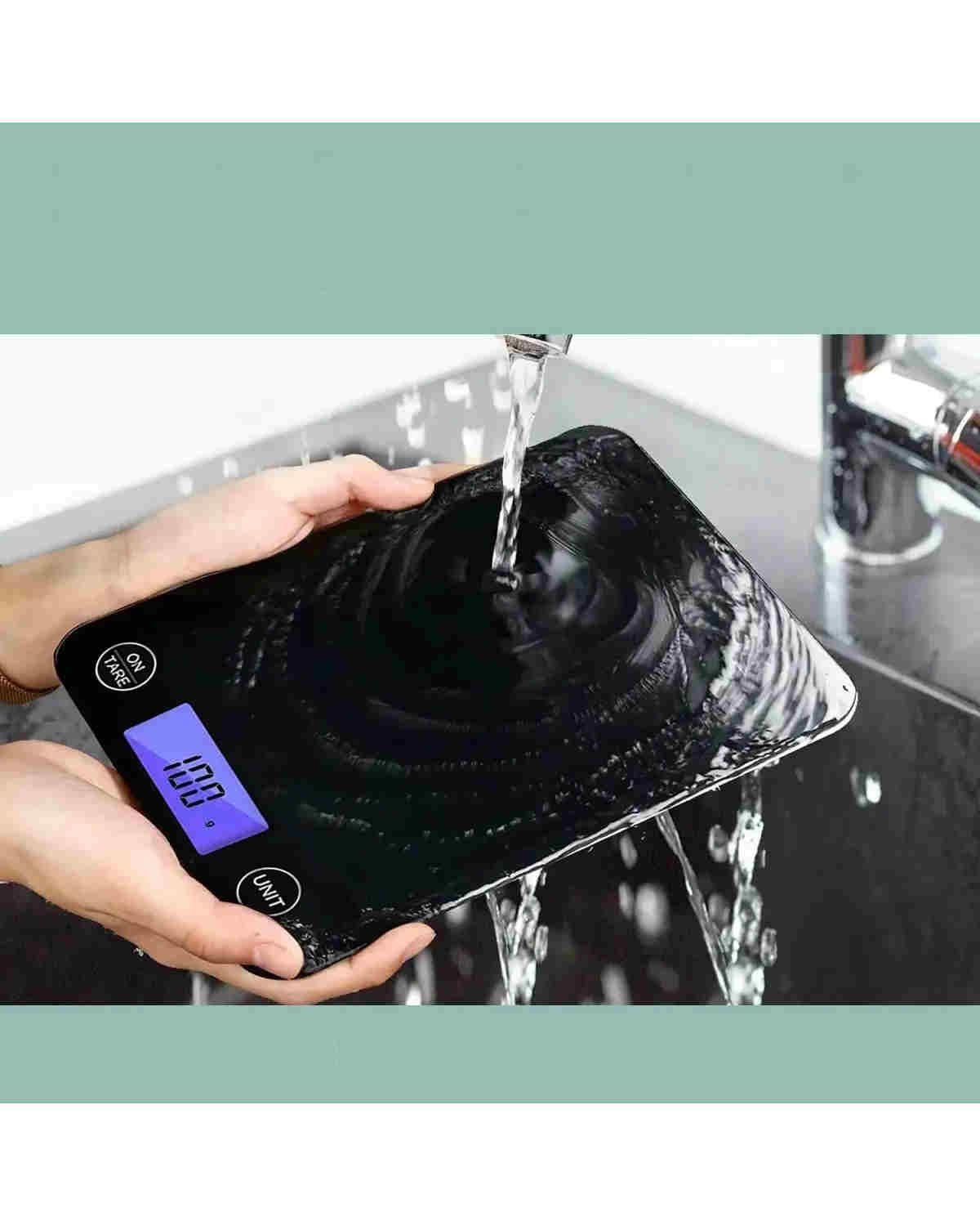 Balanza Pesa Digital Cocina Gramera Cubierta Vidrio 5 Kilos Color Negro-1