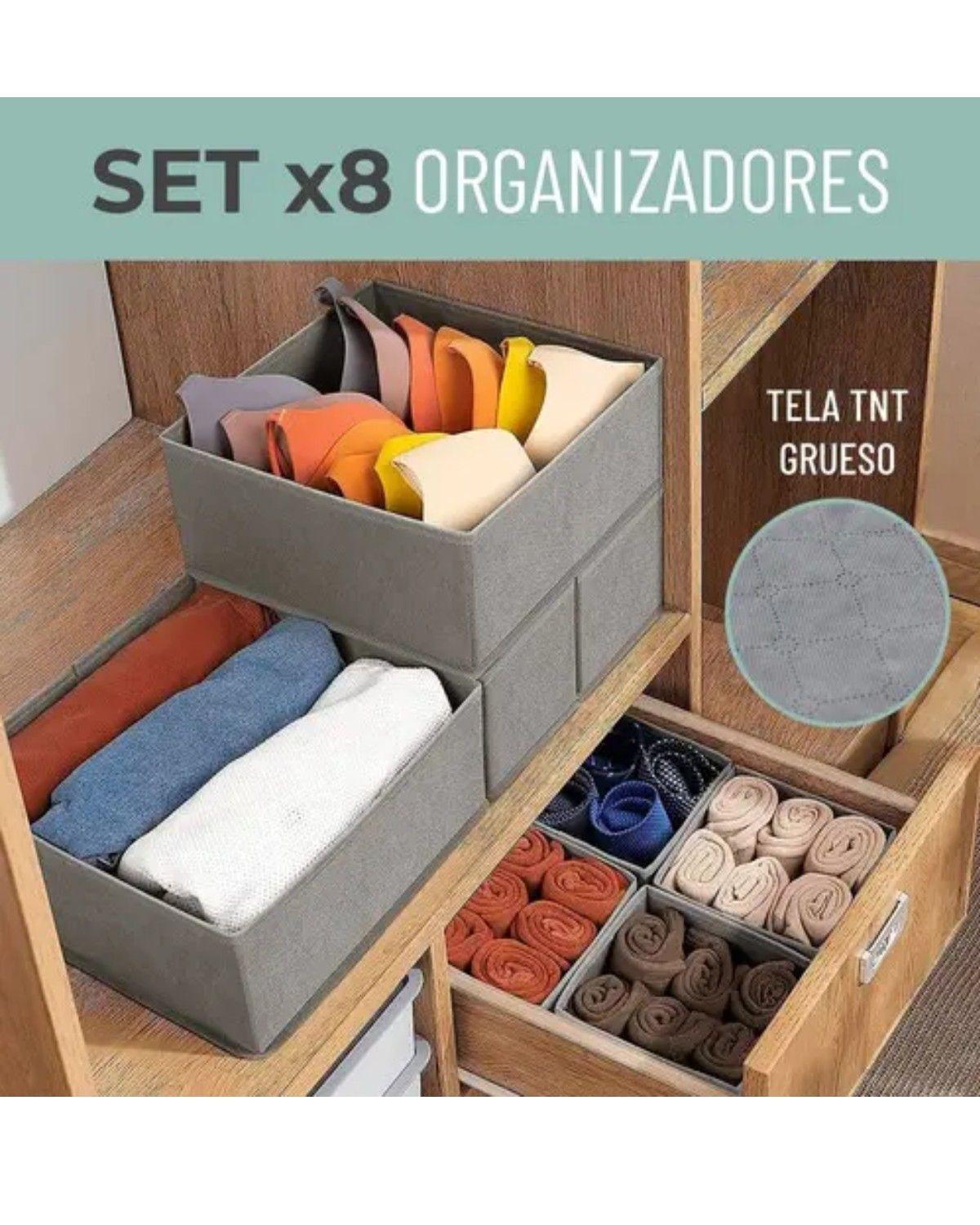 Organizador Separador Cajones Ropa Interior Set X 8 Gris Claro-1