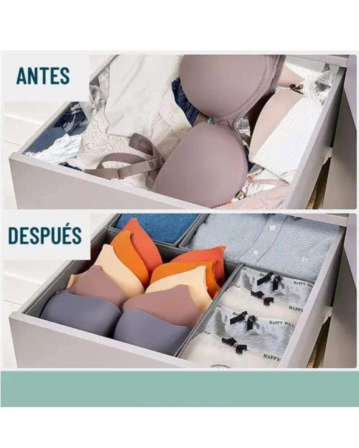 Organizador Separador Cajones Ropa Interior Set X 8 Gris Claro-3