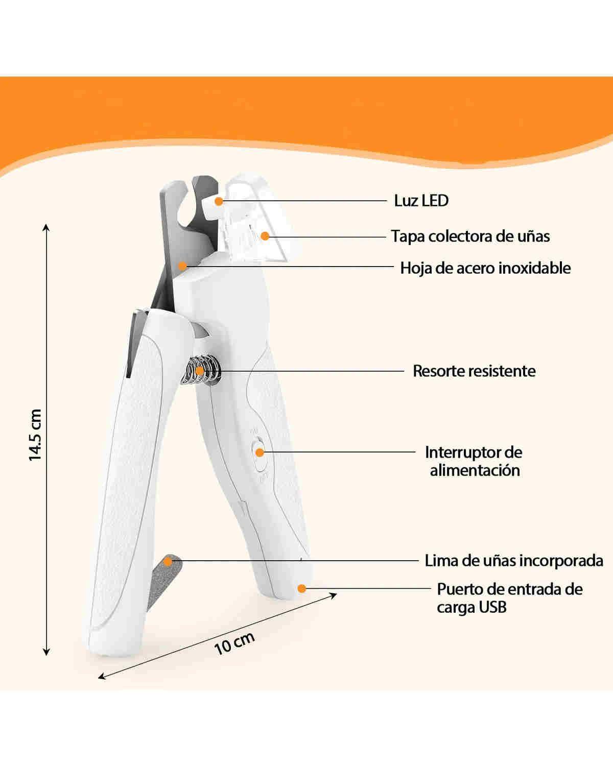 Profesional Corta Uñas Con Luz Led Y Lima Para Perros Gatos-2