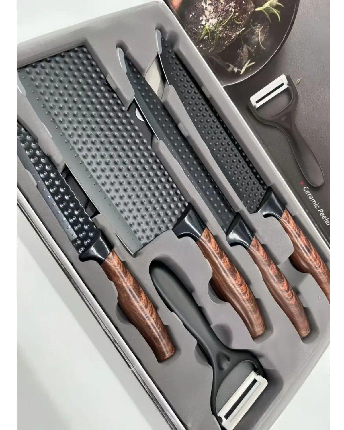 Set De Cuchillos De Cocina Premium Con Accesorios 6 Pcs Inox-3