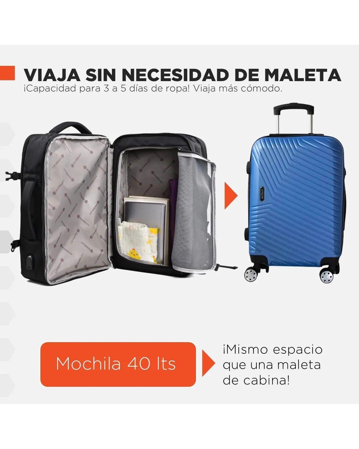 Mochila Para Viaje Notebook 40l Nylon Balistico +usb Negro-1