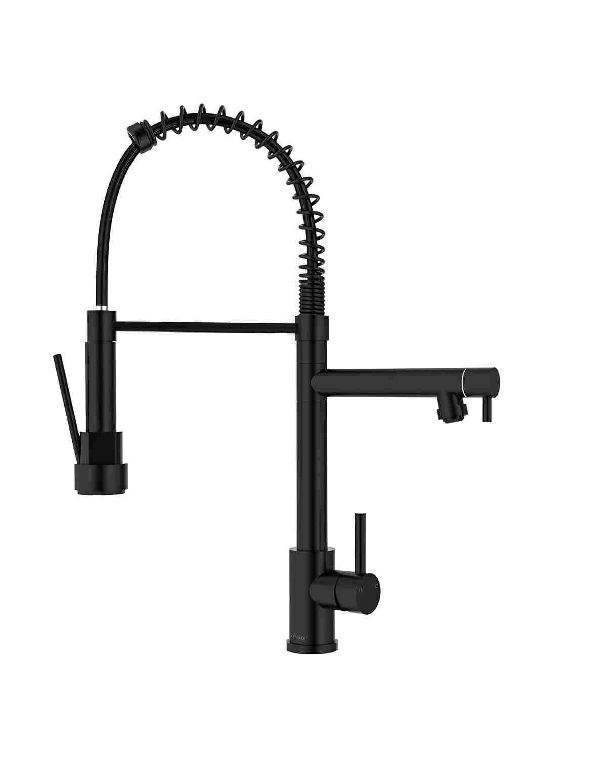 Llave Cocina Monomando Triple Lavaplatos Flexible Negro Negro Mate-0