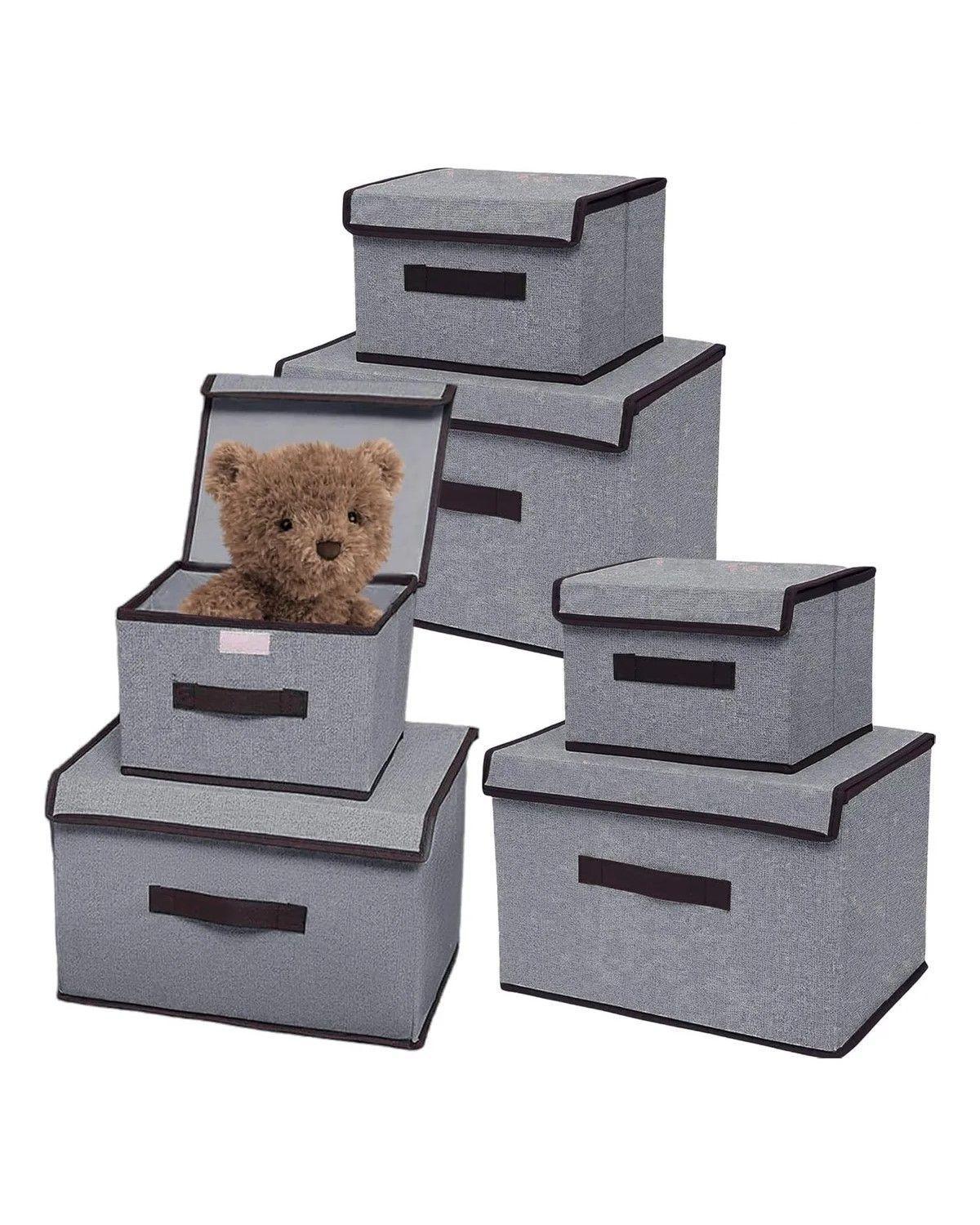 6 Unidades Cajas Organizadoras De Tela Plegables Con Tapas-3