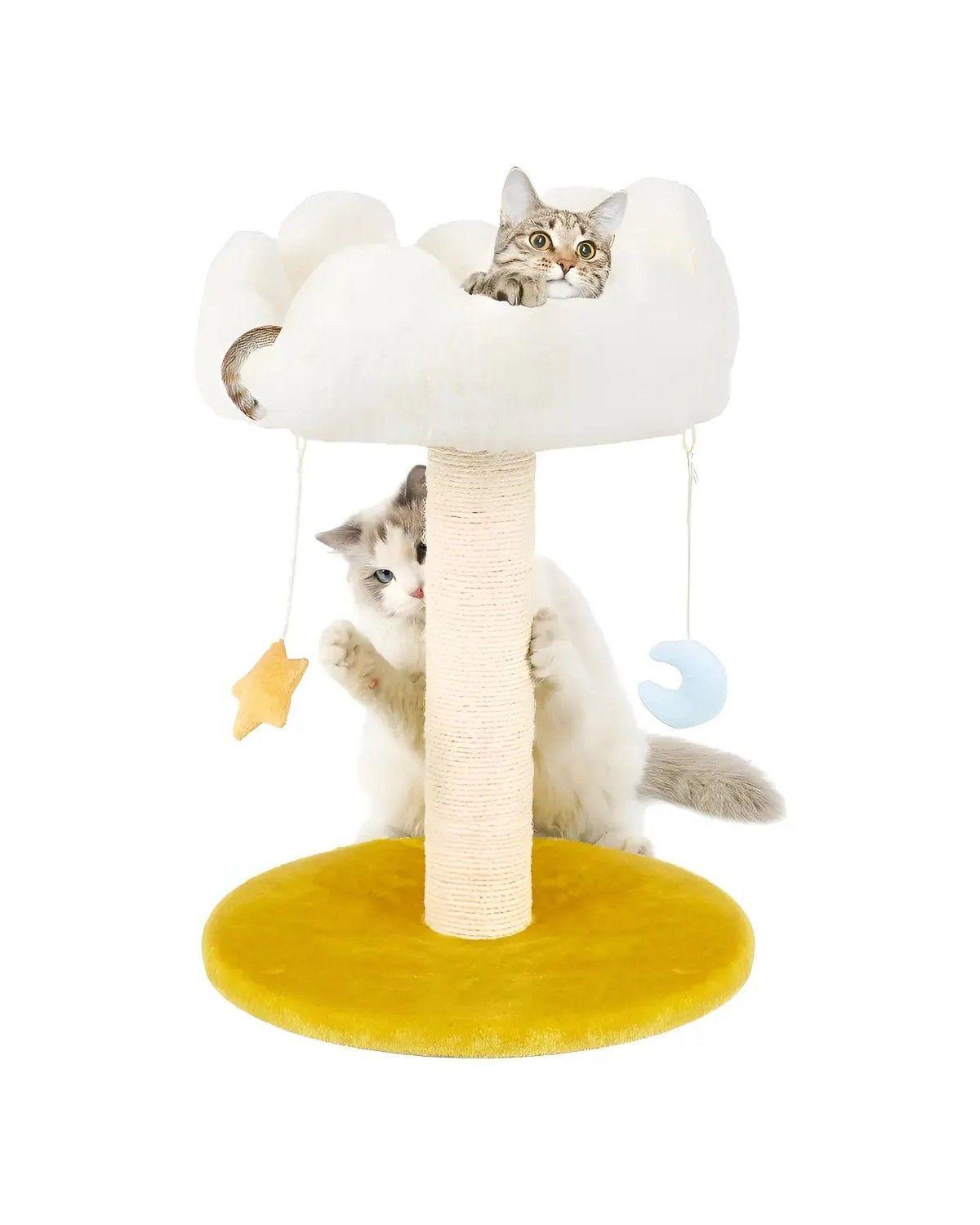 Rascador Para Gatos Poste Yute Con Cama Nube Minitorre Michi-0