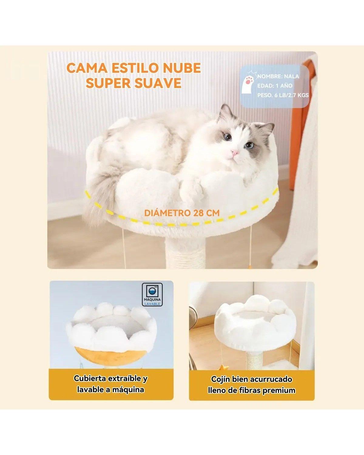 Rascador Para Gatos Poste Yute Con Cama Nube Minitorre Michi-1