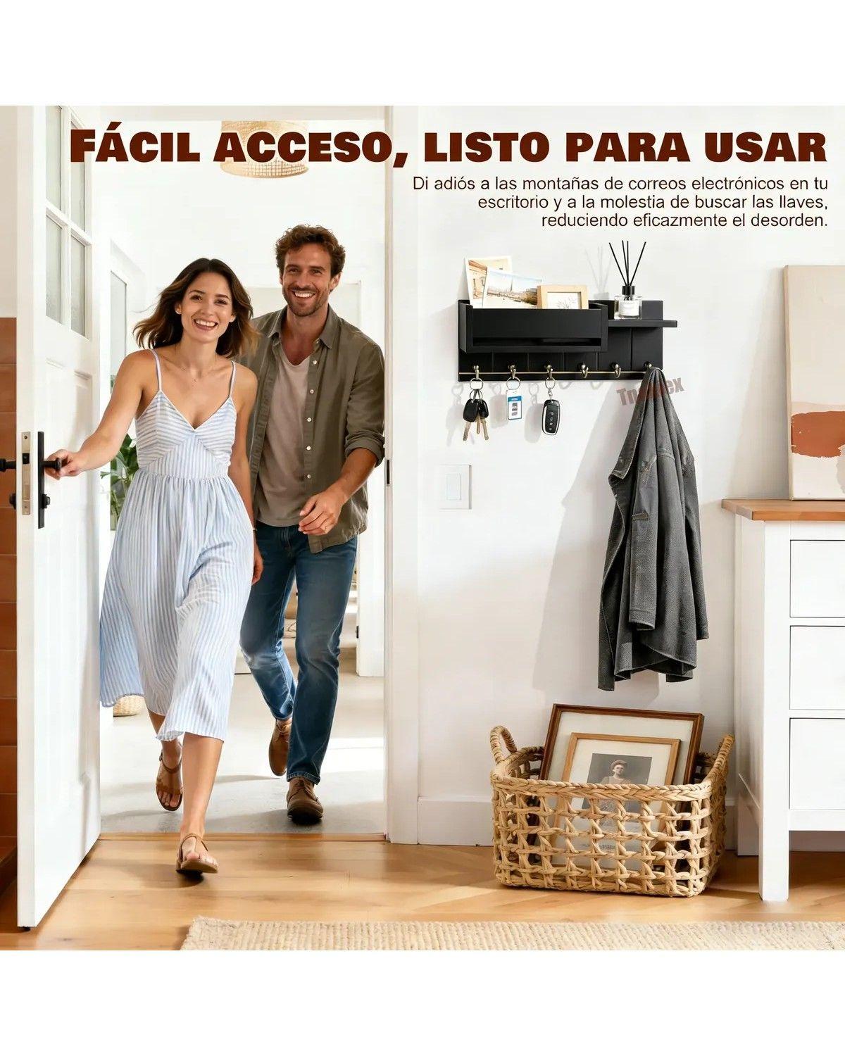 Portallaves Organizador Repisa estilo Moderno De Pared-4