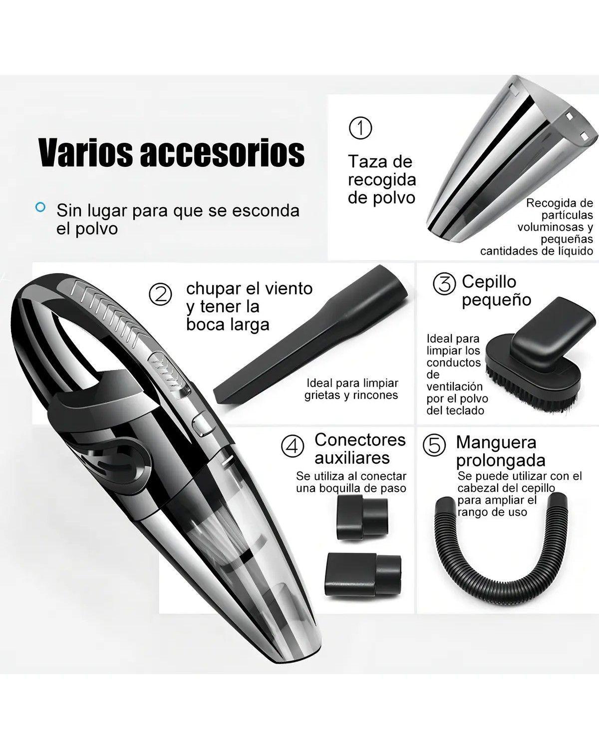 Aspiradora Inalambrica Auto Portatil Limpieza Alta Potencia Color Negro-3