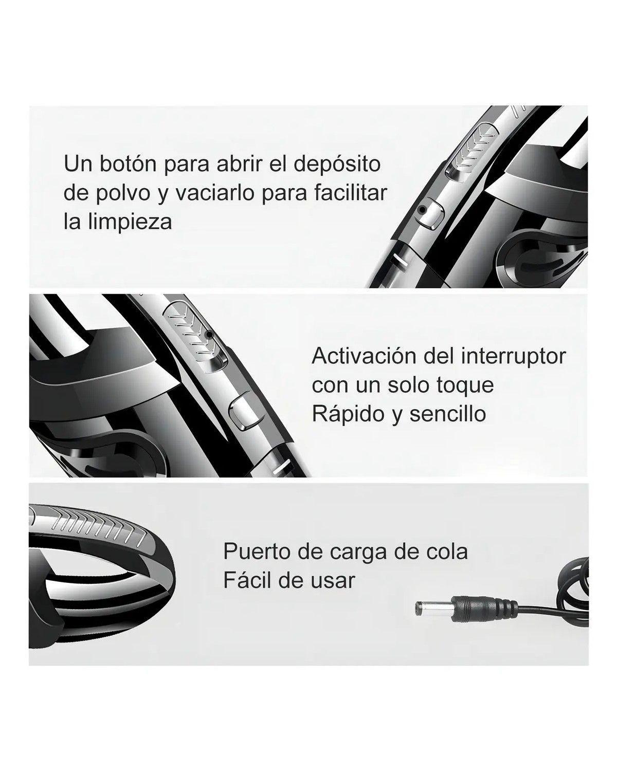 Aspiradora Inalambrica Auto Portatil Limpieza Alta Potencia Color Negro-4