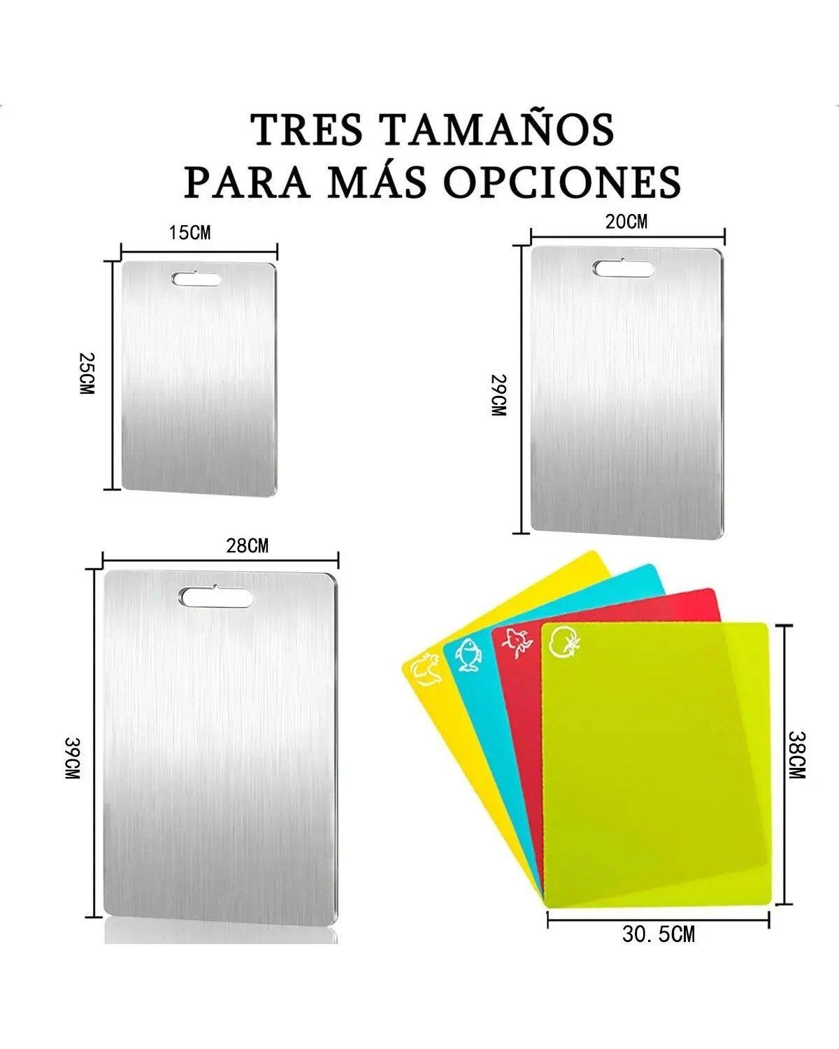 Kit 7 Tablas De Picar Alimento De Cocina Acero Inoxidable-1
