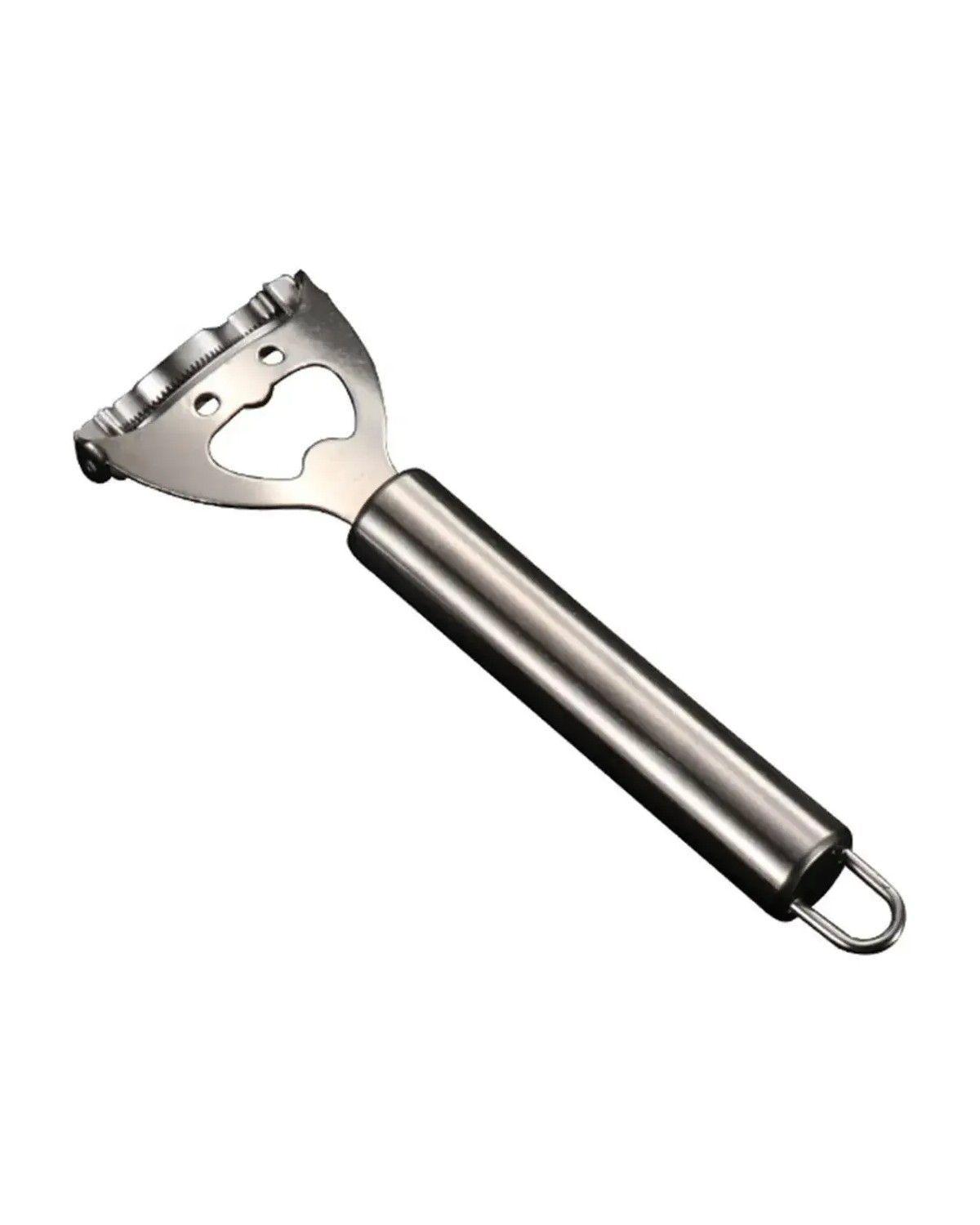 Pela Papas Pelador De Verduras 2 En 1 Inox Destapador Plateado-0