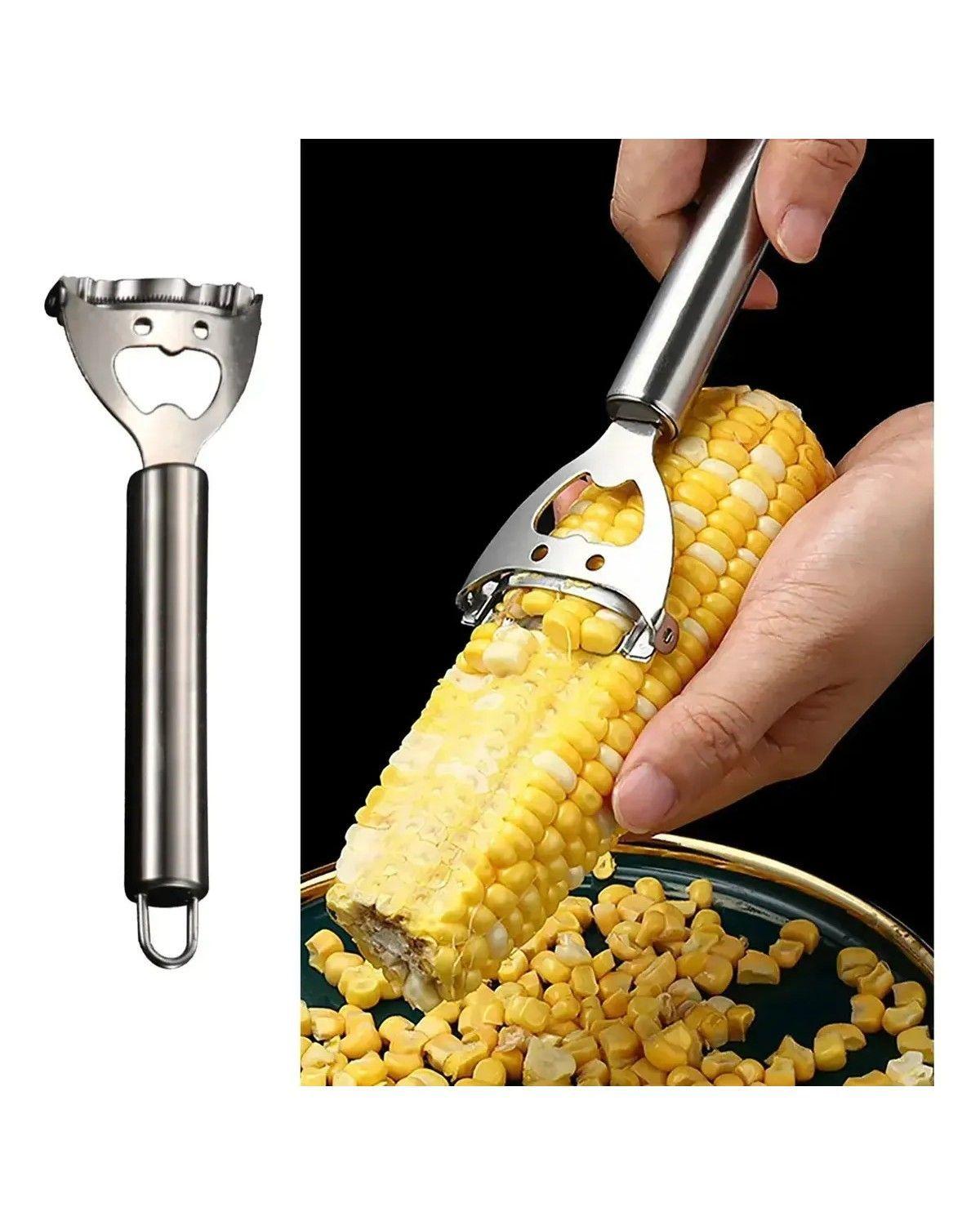 Pela Papas Pelador De Verduras 2 En 1 Inox Destapador Plateado-3