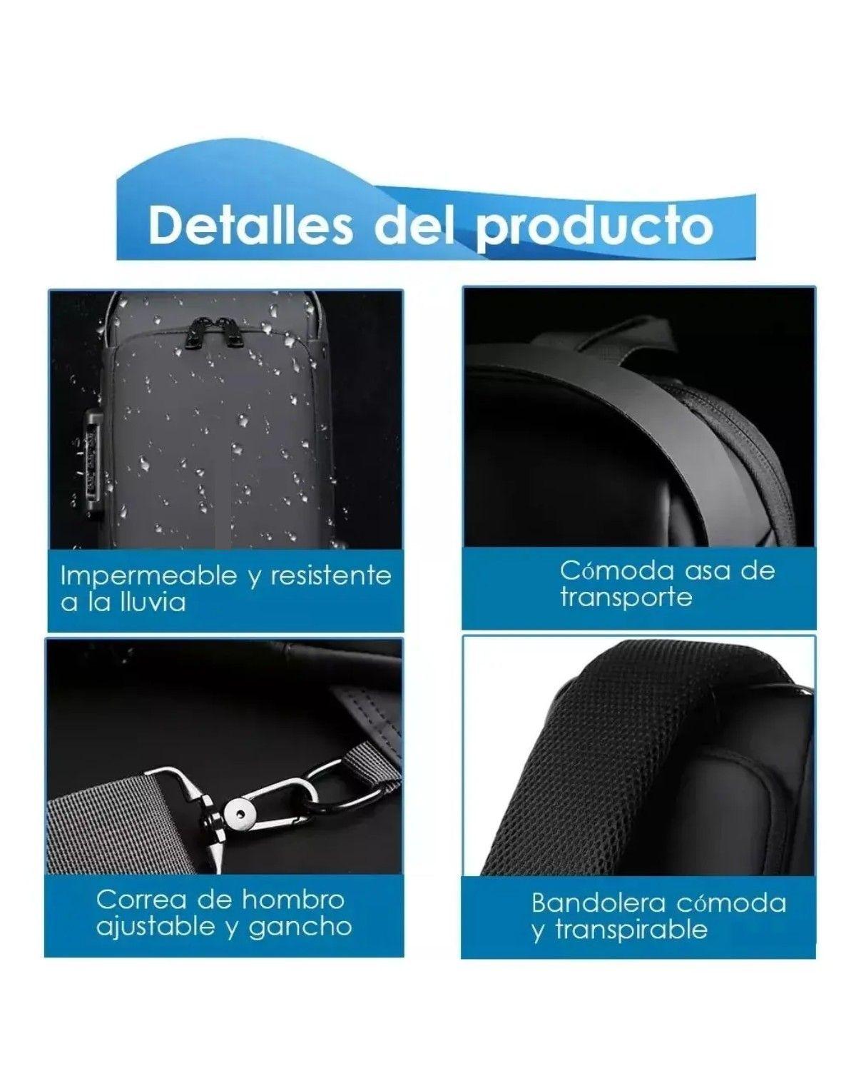 Mochila Impermeable Bolsos Para Hombre Antirrobo Con Carga B-3