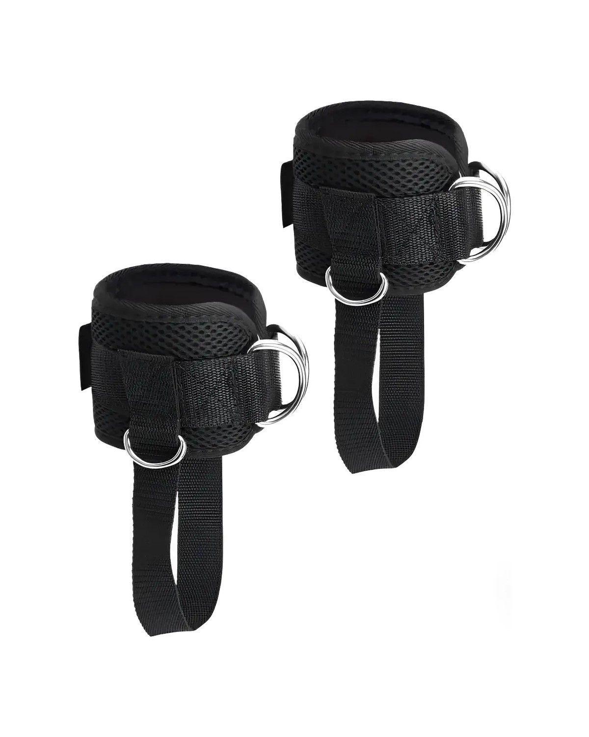 Par Tobilleras Para Polea Negra Enganche Gym Glúteos-1