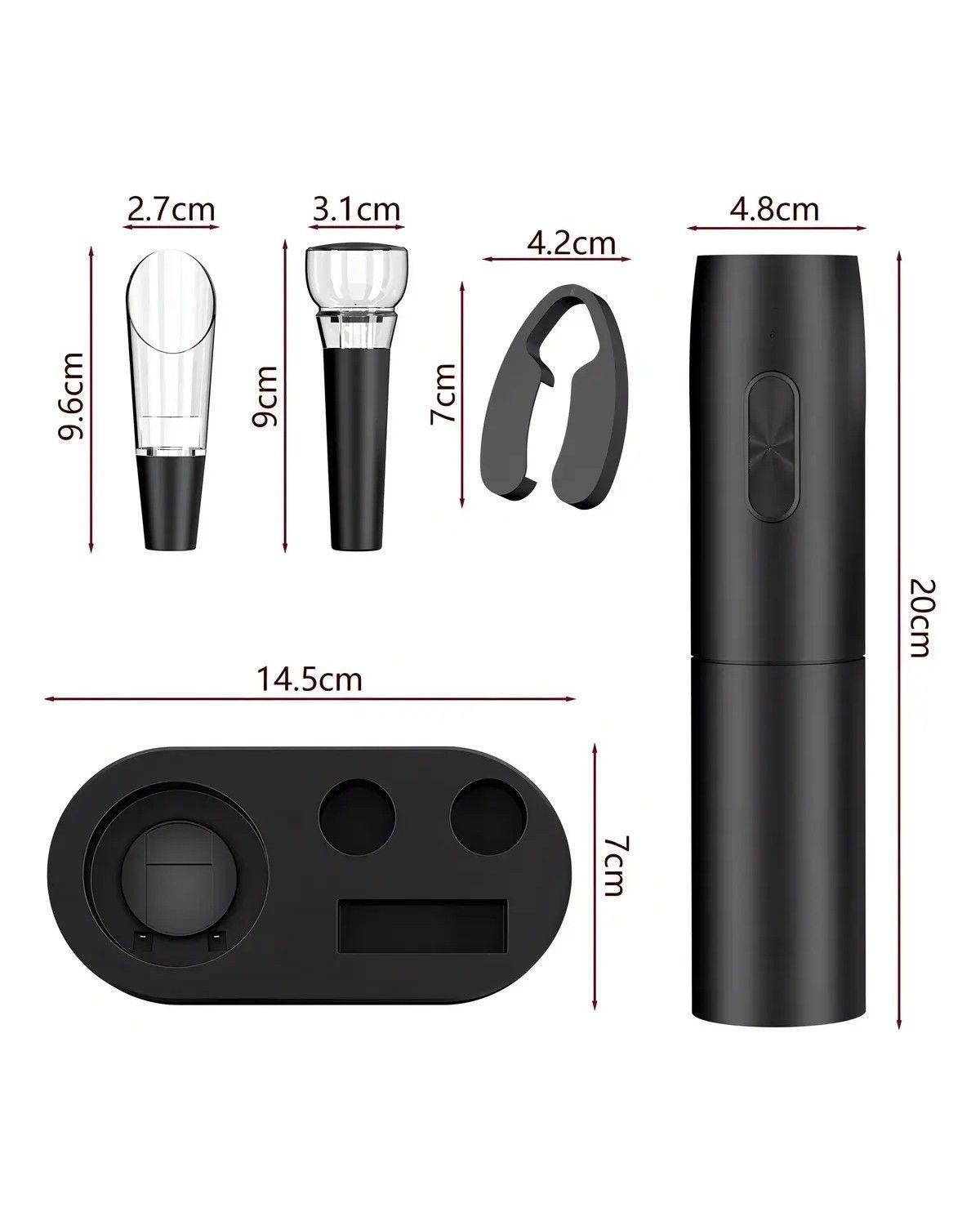 Juego de abridor eléctrico de botellas de vino con base de carga, negro, abridor automático de botel-2