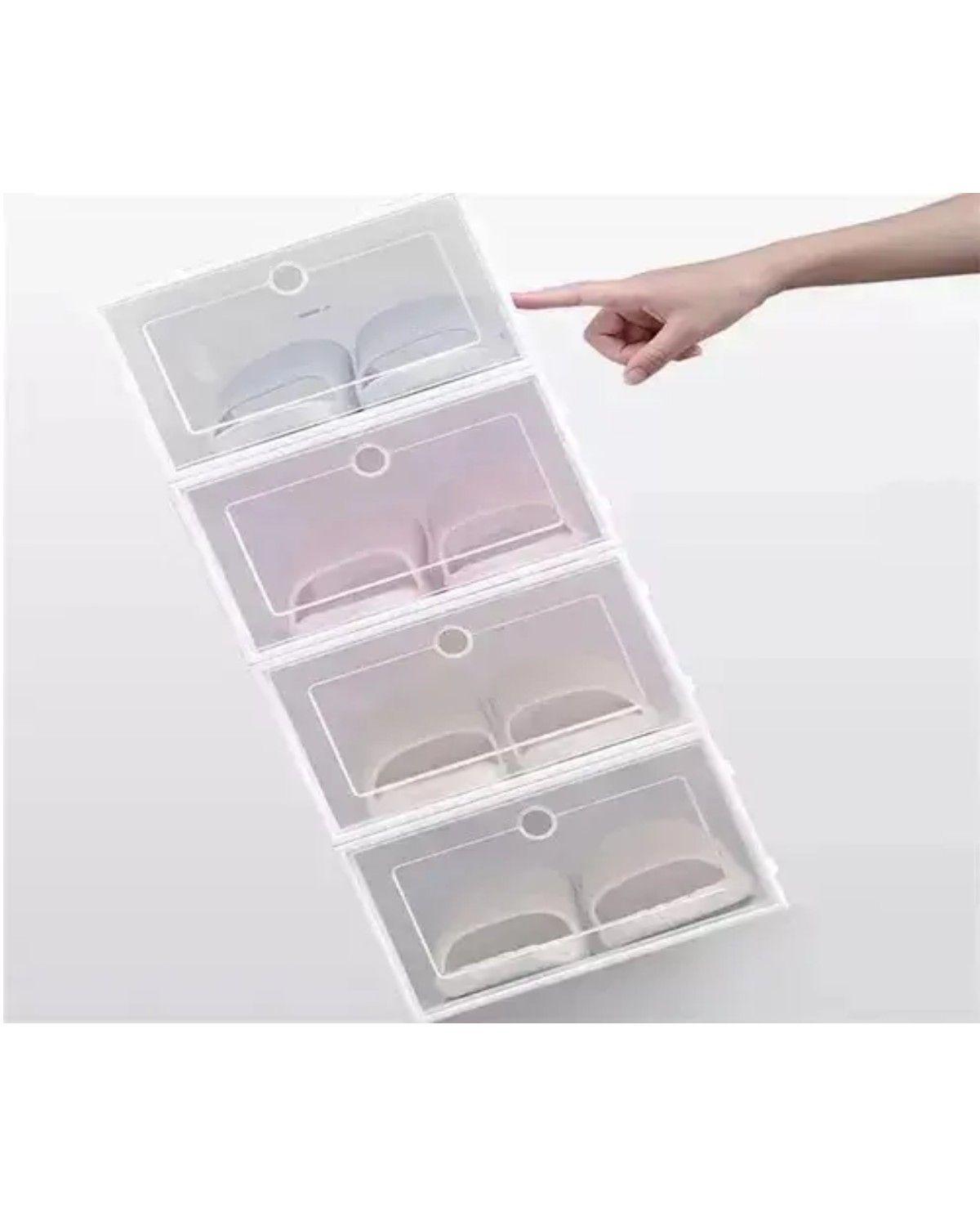 Pack 6 Organizador De Zapatos Caja Organizadora Transparent Blanco-3
