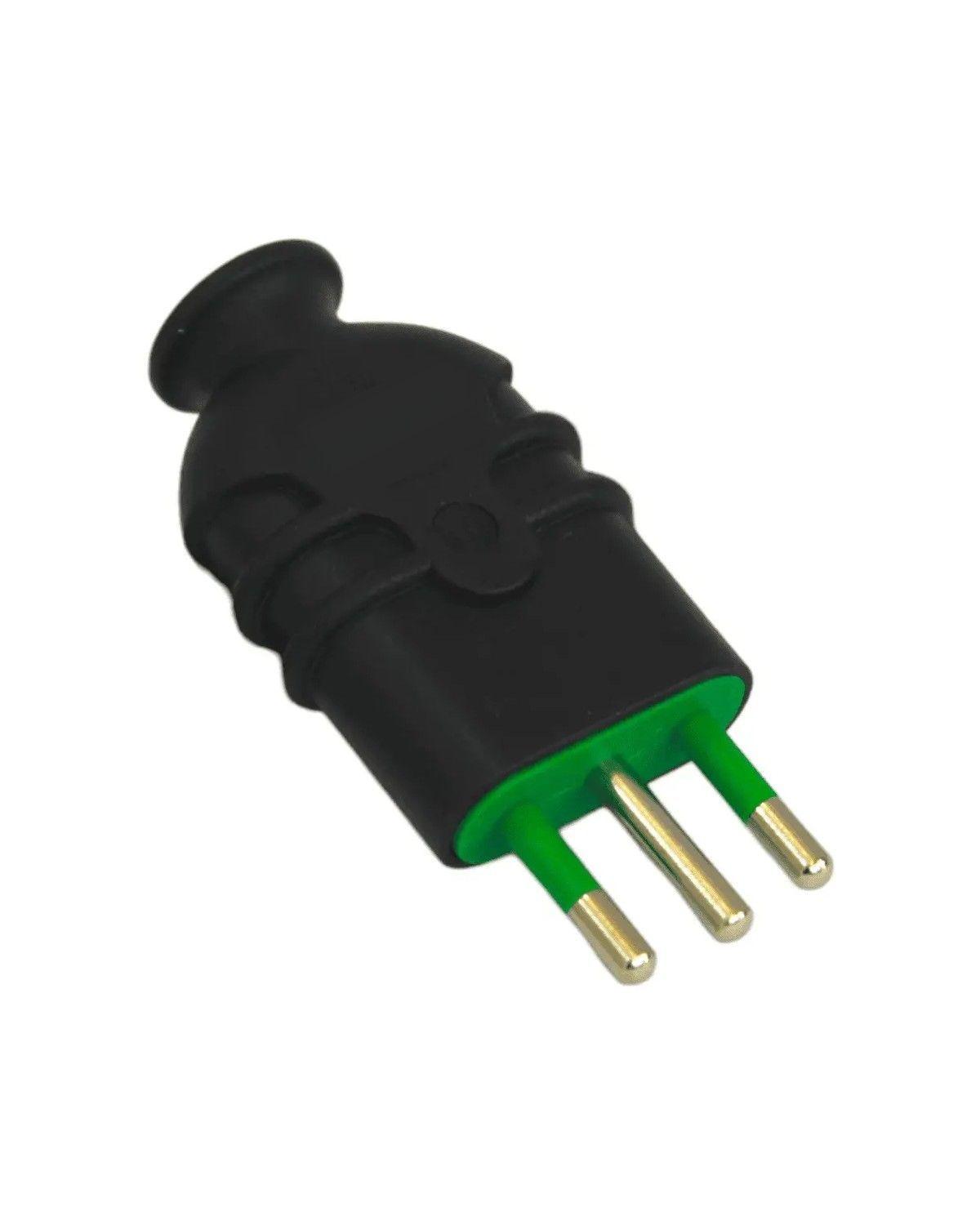 Enchufe macho volante negro 10A 2P T conector robusto alta calidad ideal para cables alargado-3