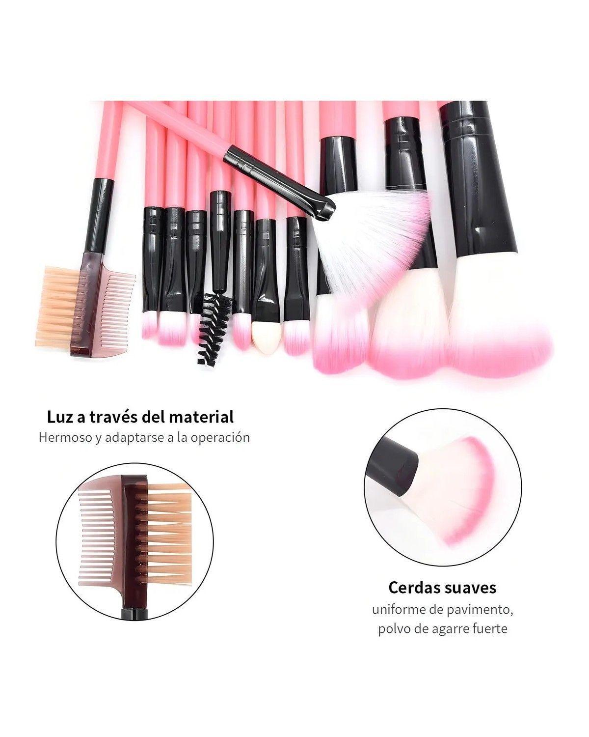 Set 12 Brochas Maquillaje Profesional Cepillos Color Rosa-2
