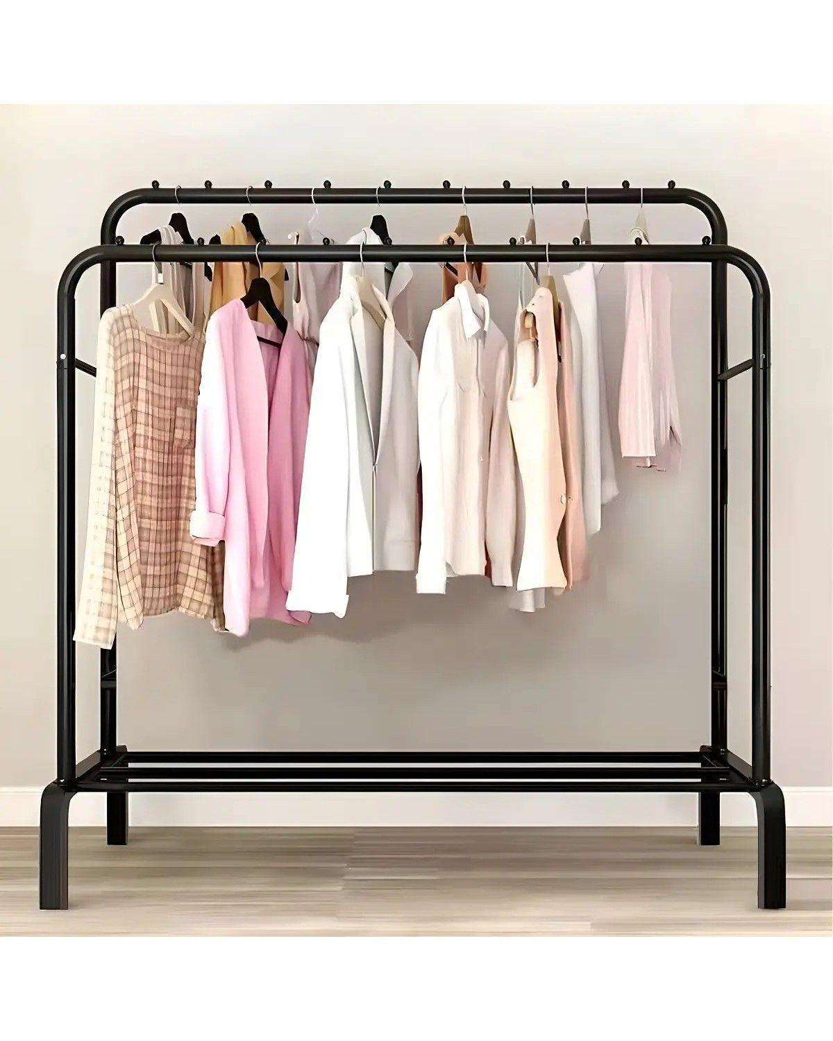 Perchero Organizador Ropa y Zapatos Doble Barra Negro 80kg-0