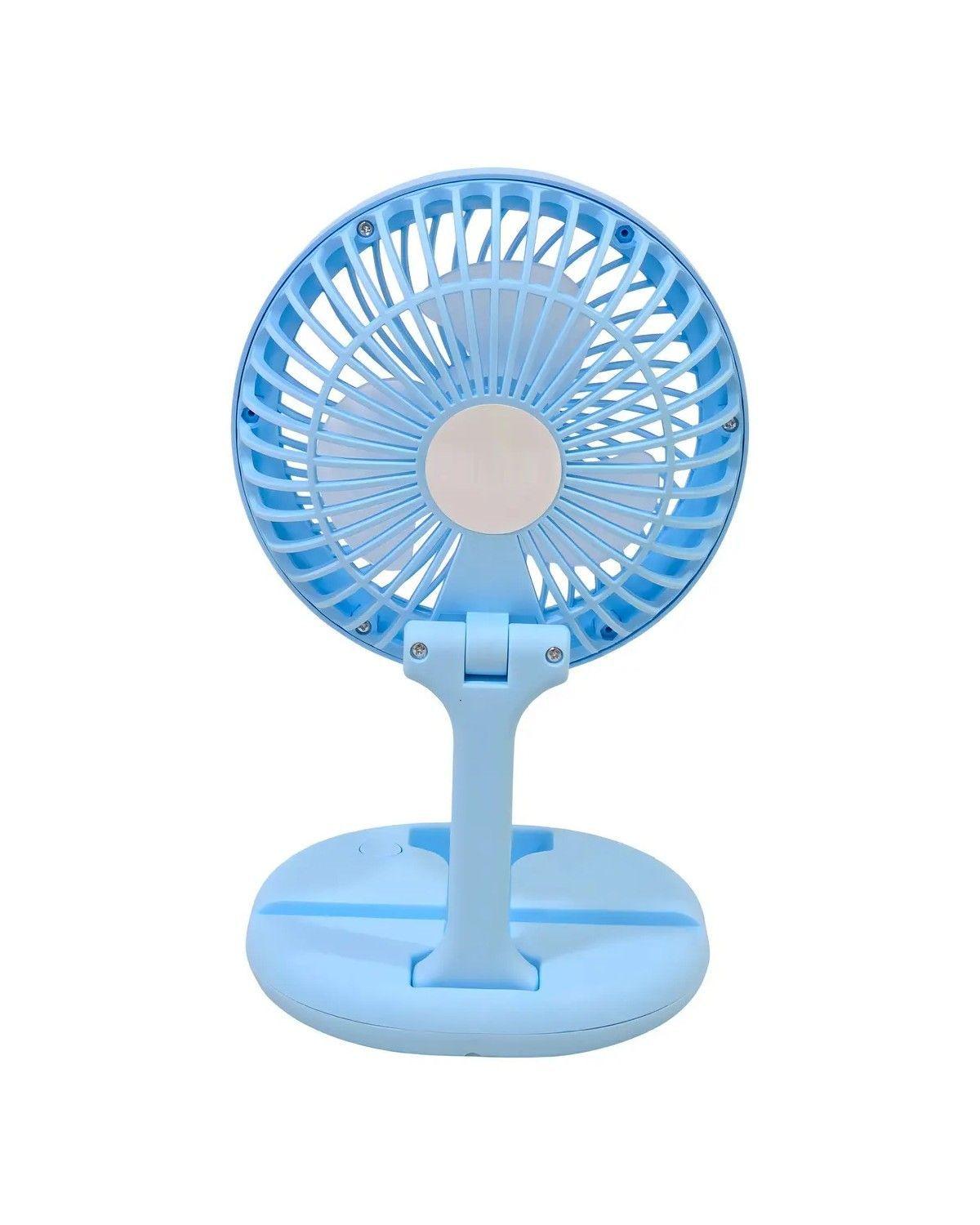 Mini Ventilador Personal Recargable Celeste Con Soporte Smartphone-3