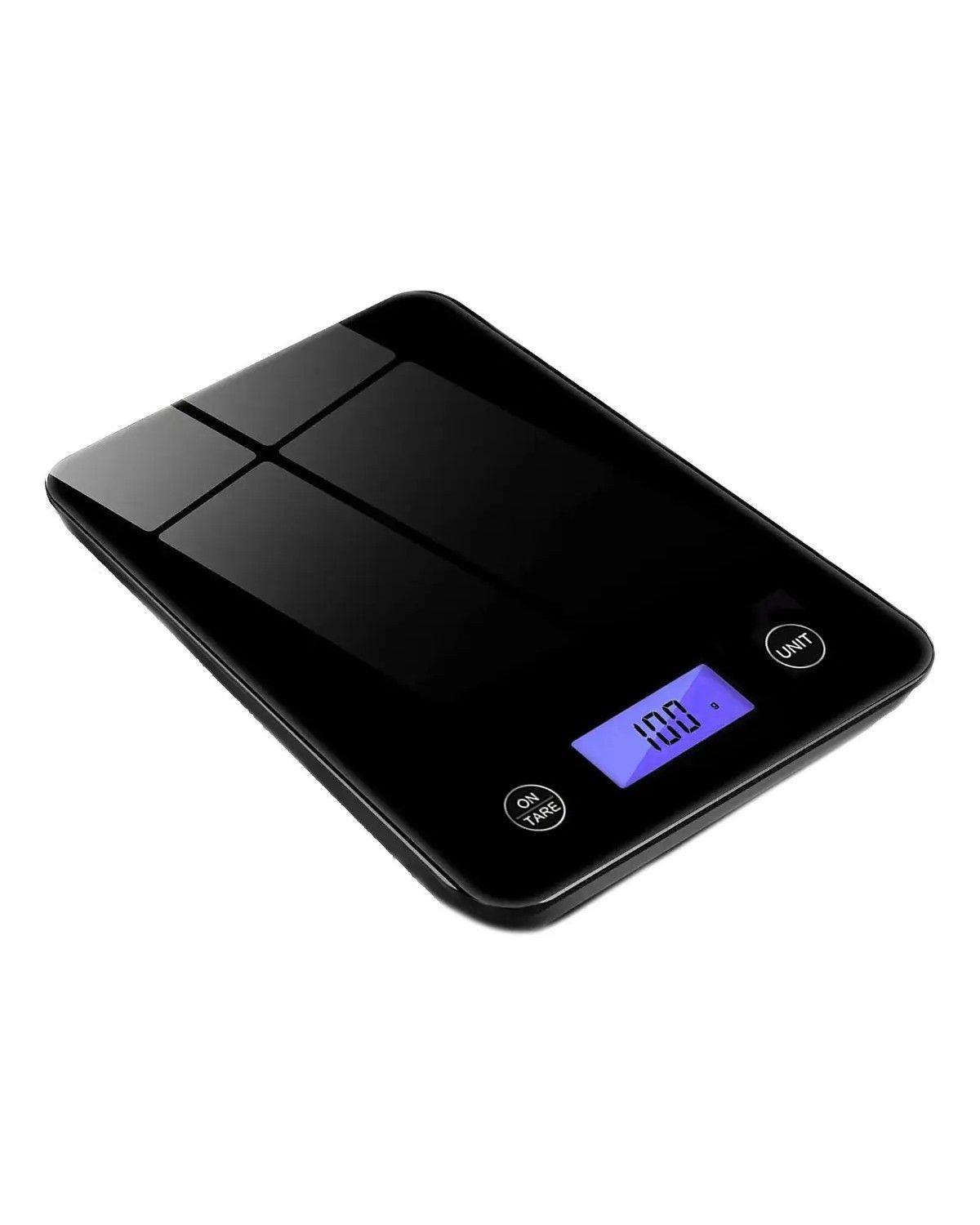 Balanza Pesa Digital Cocina, Gramera Cubierta Vidrio 5 Kilos Color Negro-0