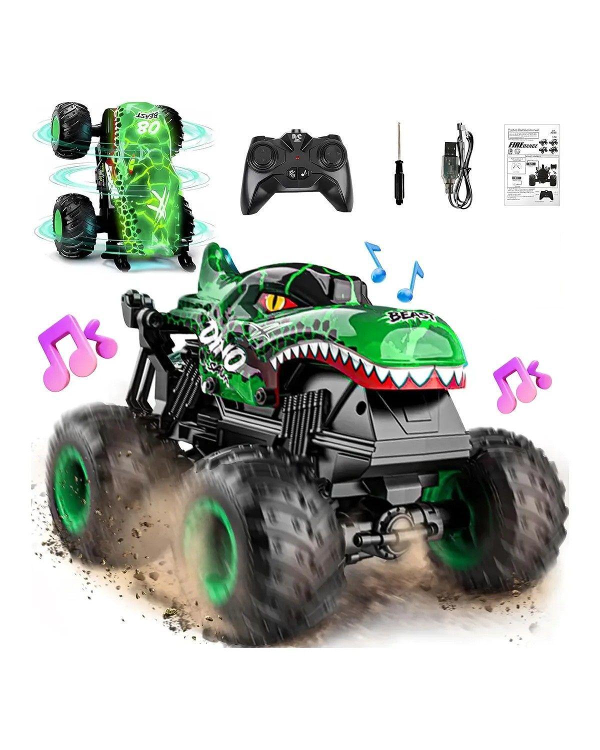 Auto Truco Monstruo Control Remoto Luz Música Juguete Niños-0