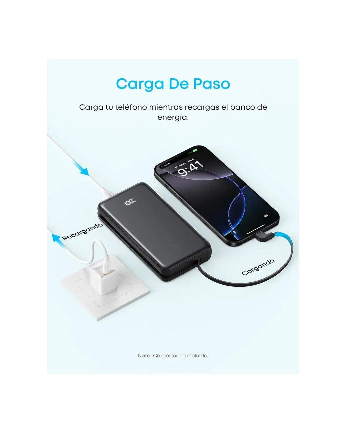 Cargador Portátil Powerbank 20000mAh, 22.5W Carga Rápida, Bateria Externa con Cable USB-C-2