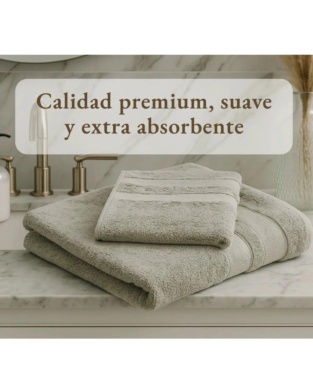 Toallas Baño Premium Set 2 100% Algodón Lujo Suave Budapest - Verde-2