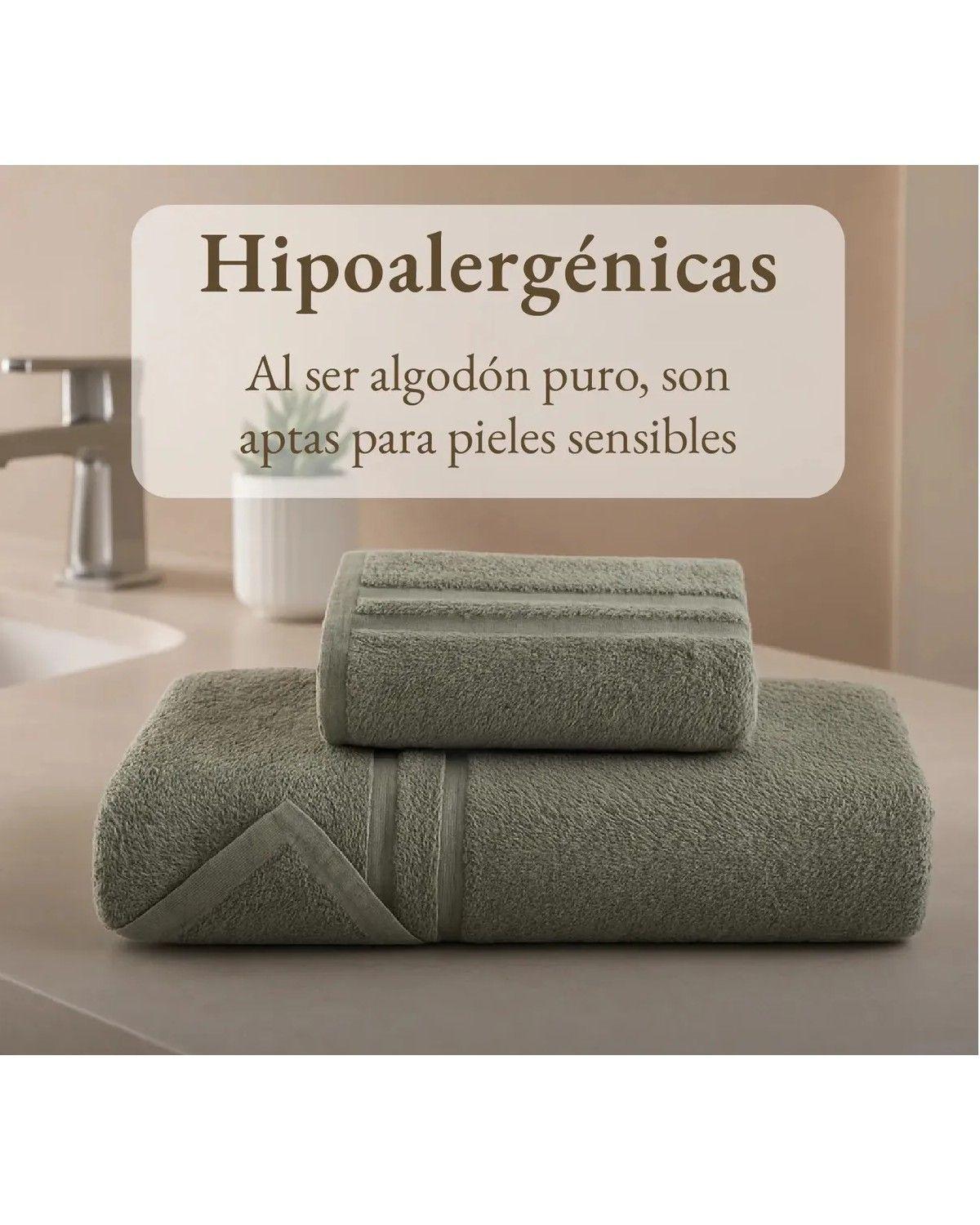Toallas Baño Premium Set 2 100% Algodón Lujo Suave Budapest - Verde-3