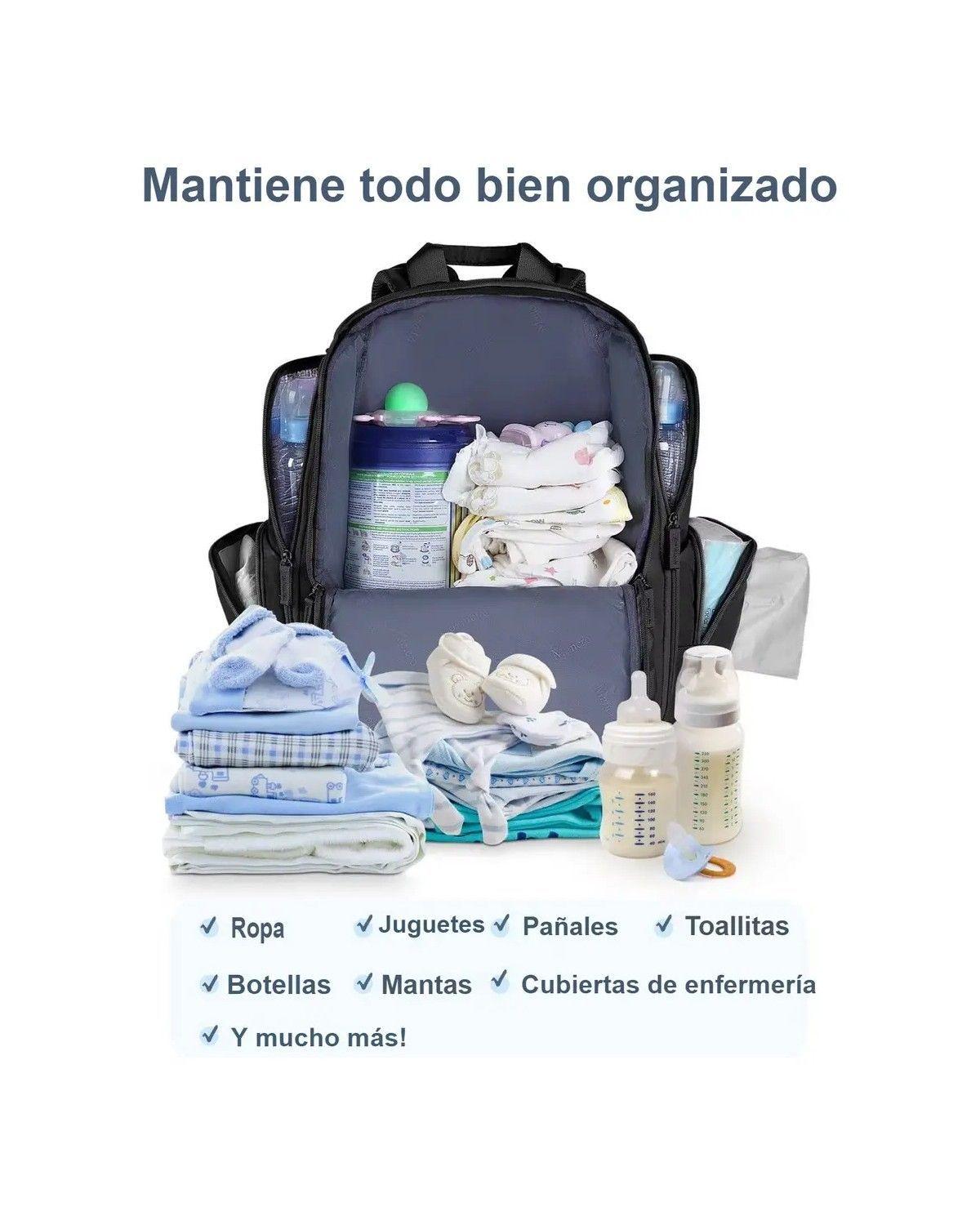 Mochila Pañalera Para Bebé, Impermeable Y Espaciosa, Con Bolsillos Térmicos-1