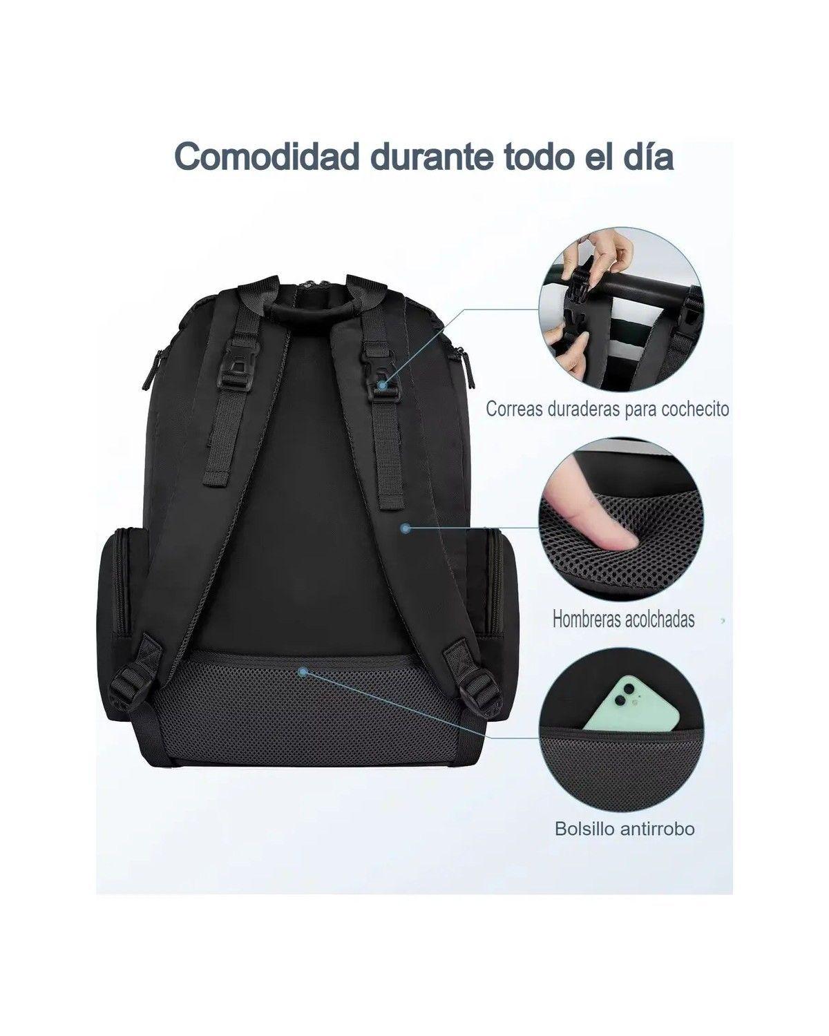 Mochila Pañalera Para Bebé, Impermeable Y Espaciosa, Con Bolsillos Térmicos-4