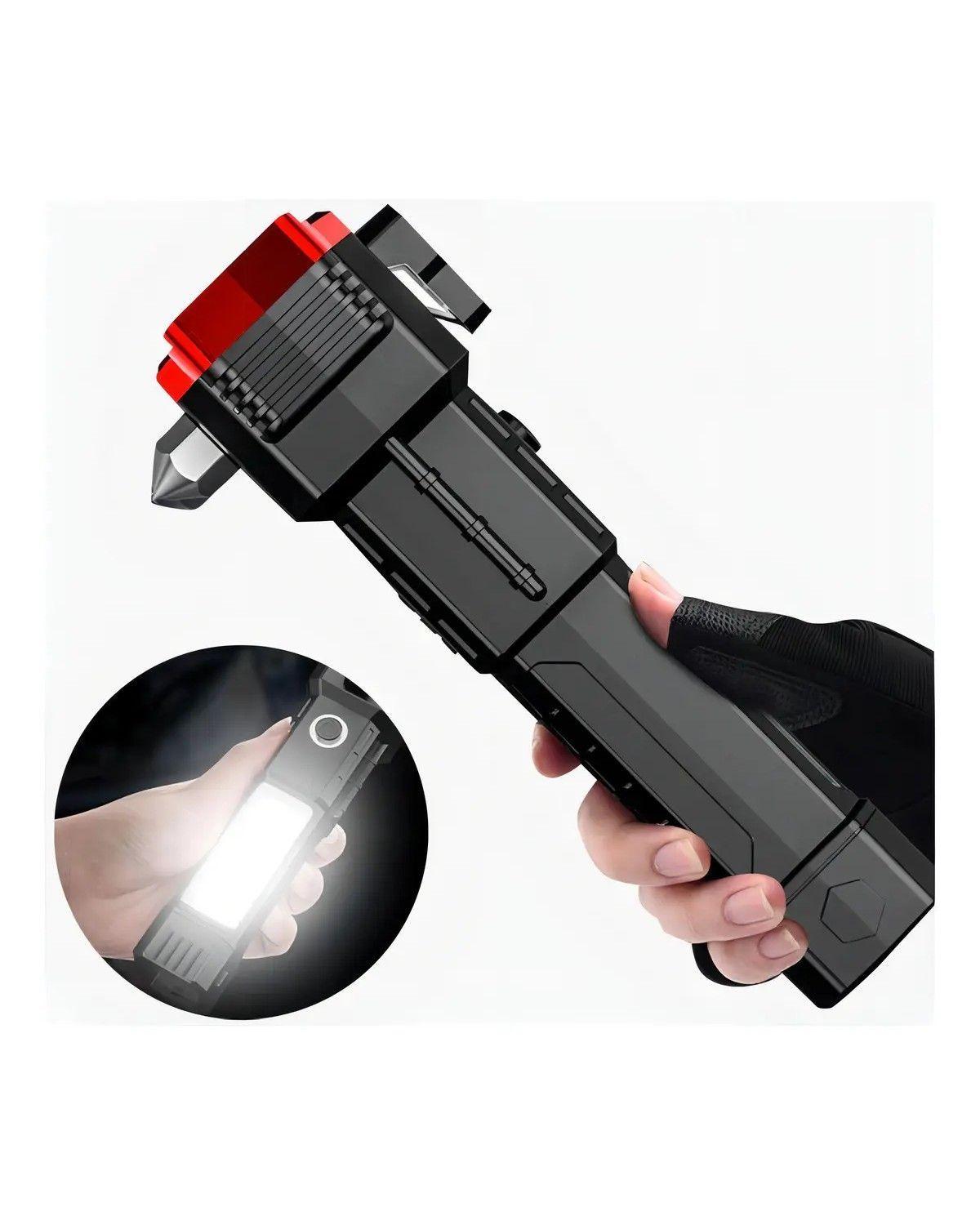 Linterna Táctica 4en1 Emergencia Martillo Seguridad Usb Linterna Rojo Luz Blanco-1