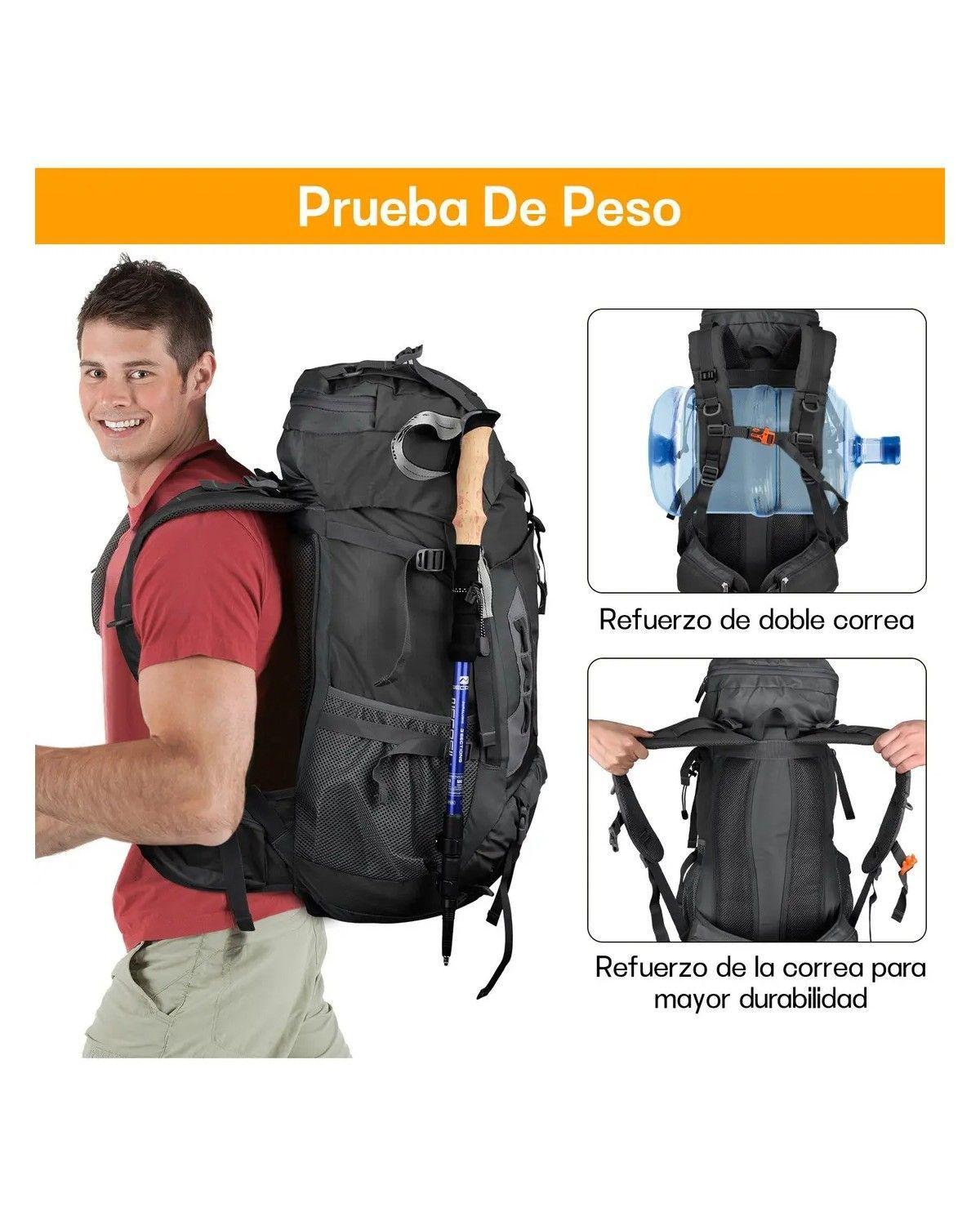 Mochila Impermeable Trekking Camping Senderismo Viajes 70l Color Negro-3