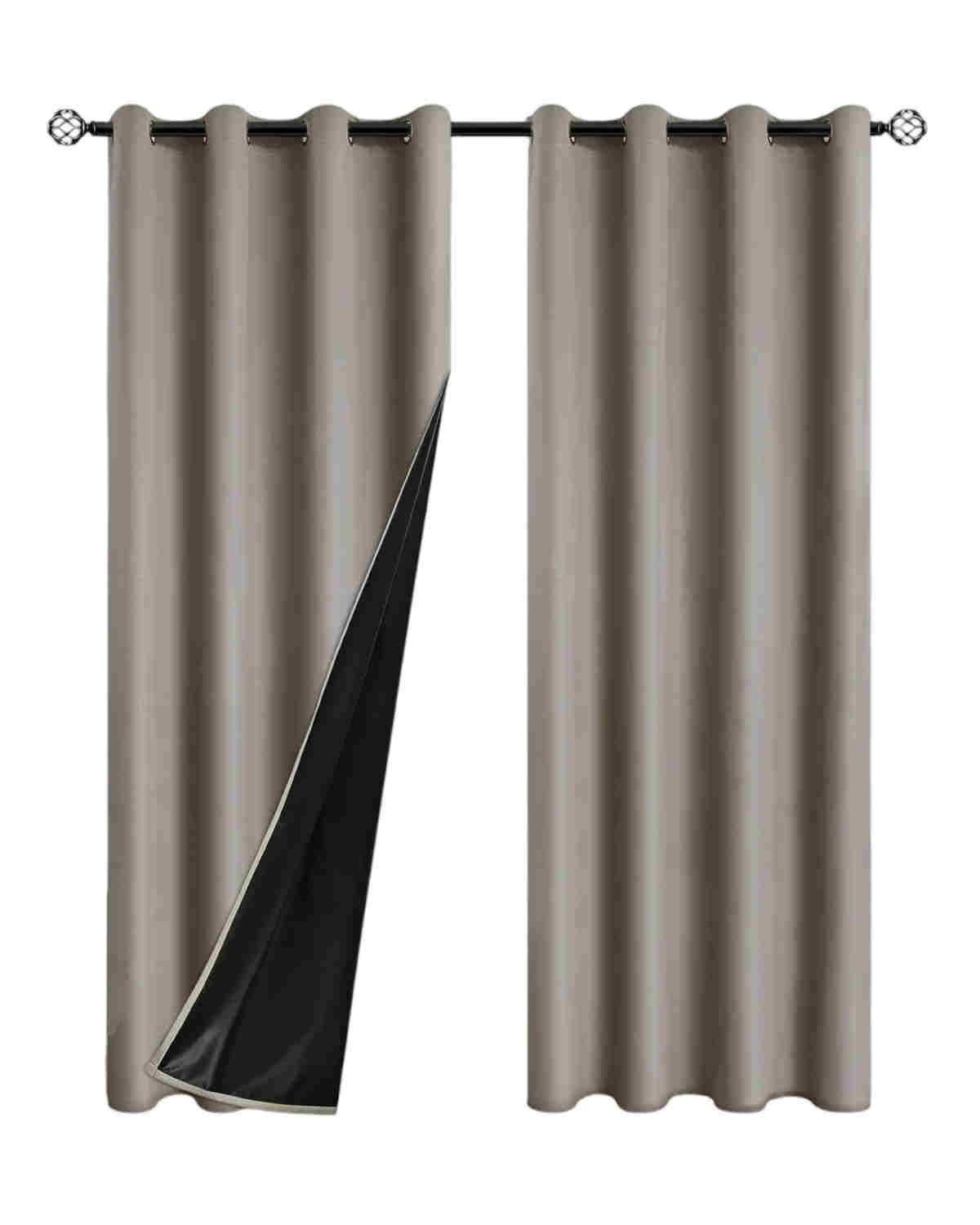 2 Paños Cortinas Blackout Engomada Tela Fresca BEIGE-0